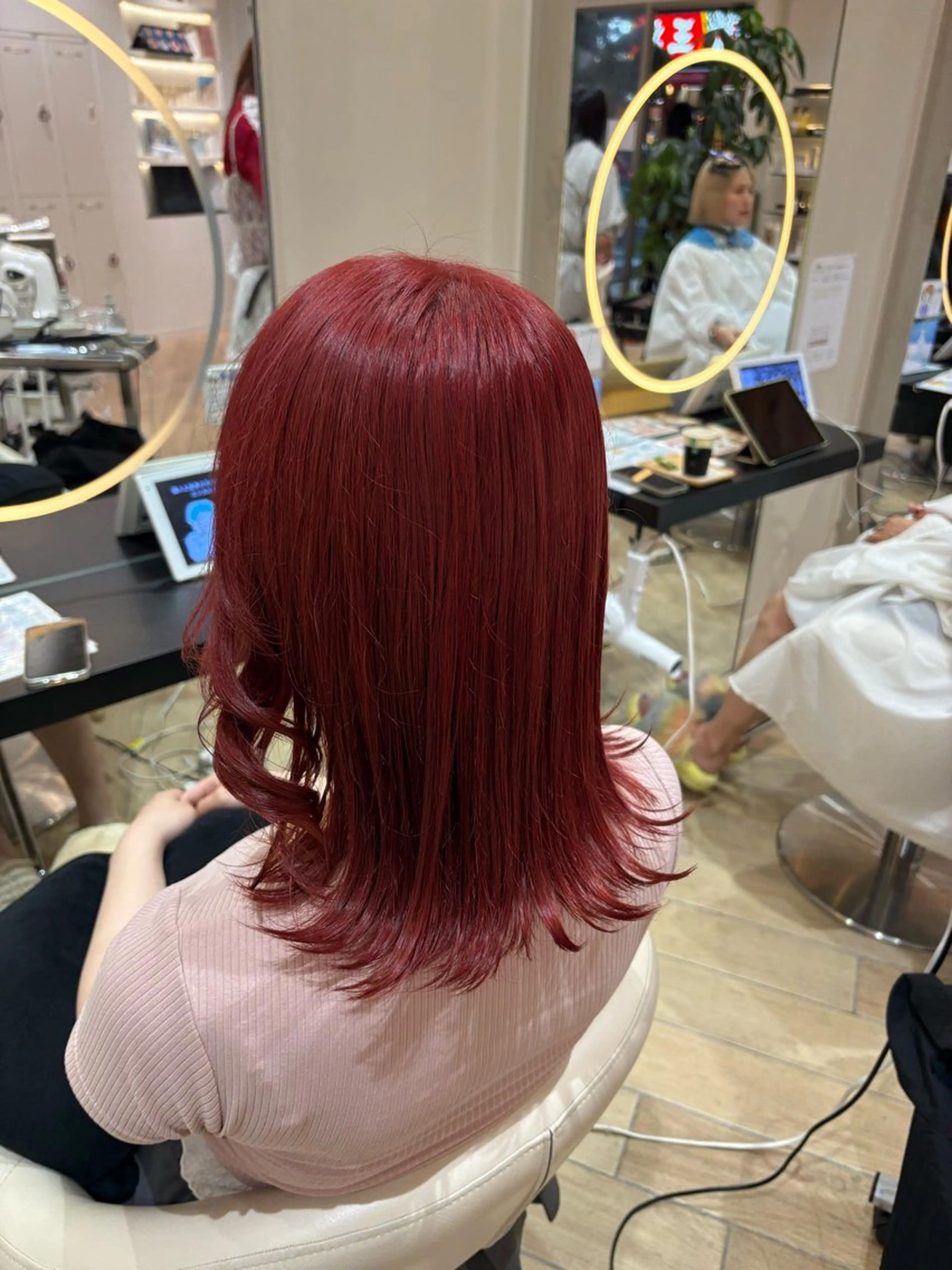ミディアム カラー ヘアカラー 🎀ピンクカラー/ 推しカラー/のの🎀のヘアスタイル