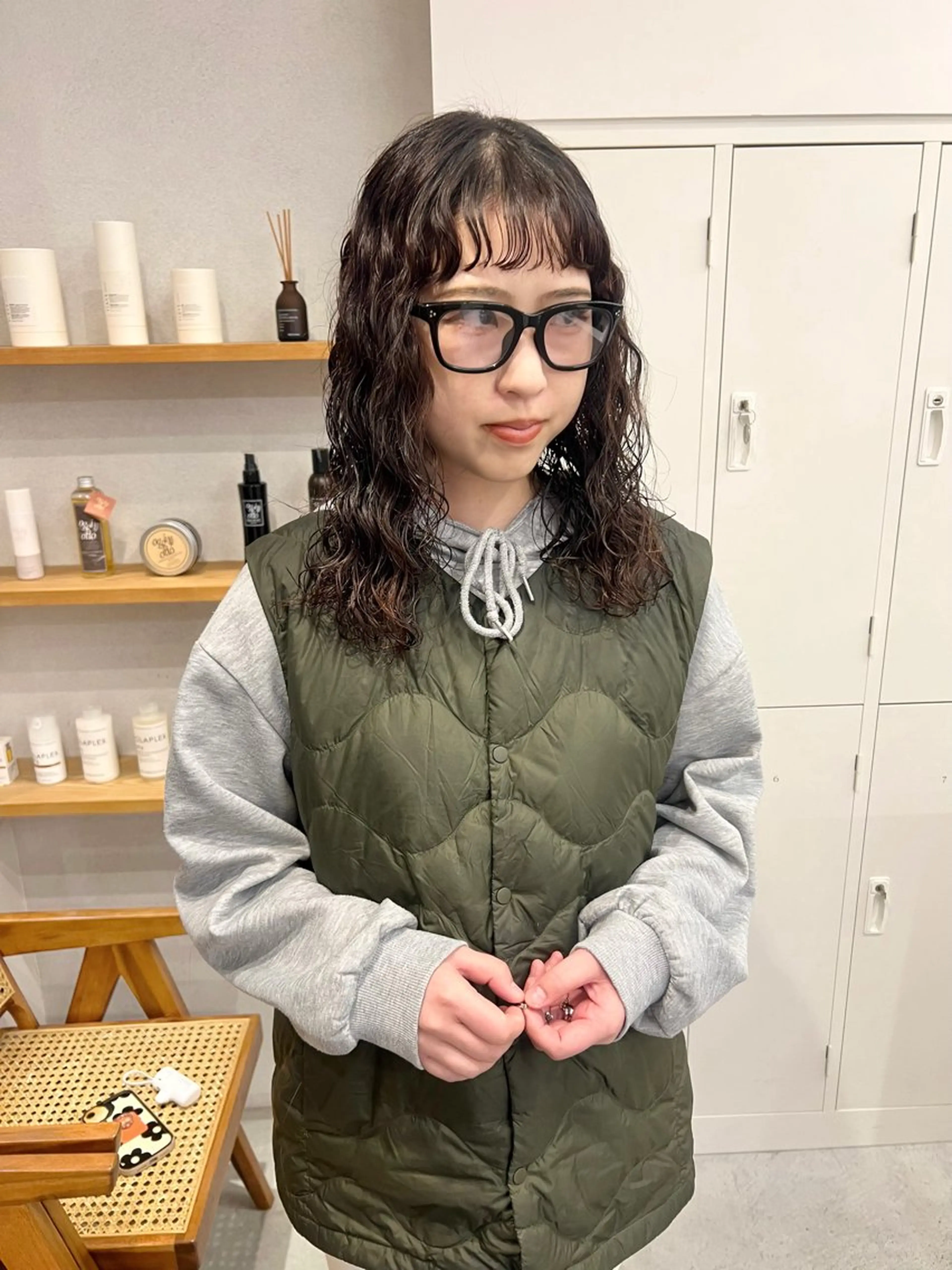 セミロング カット パーマ トリートメント noa／ 京橋美容室のヘアスタイル