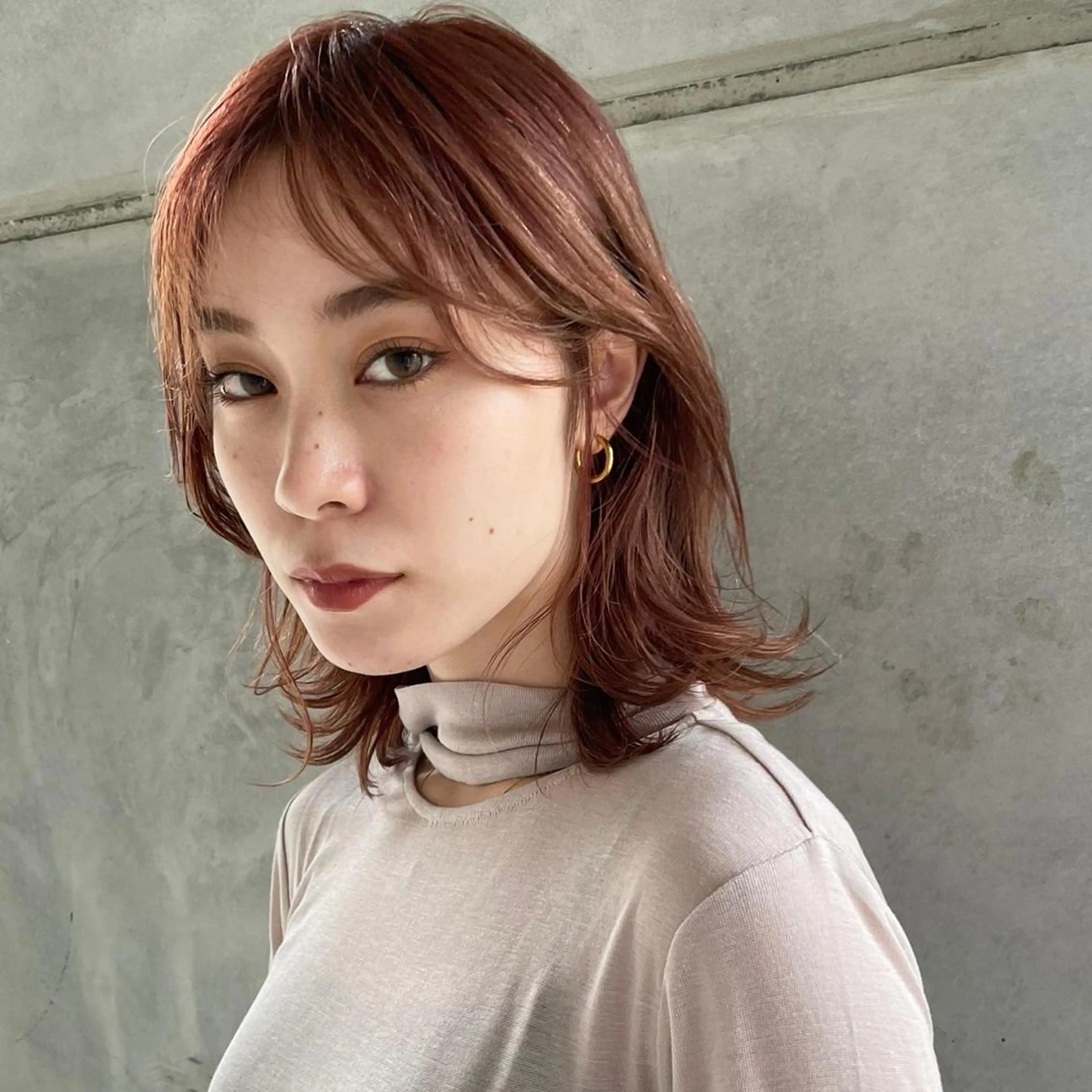 ミディアム カット ヘアカラー 河原 亮のヘアスタイル