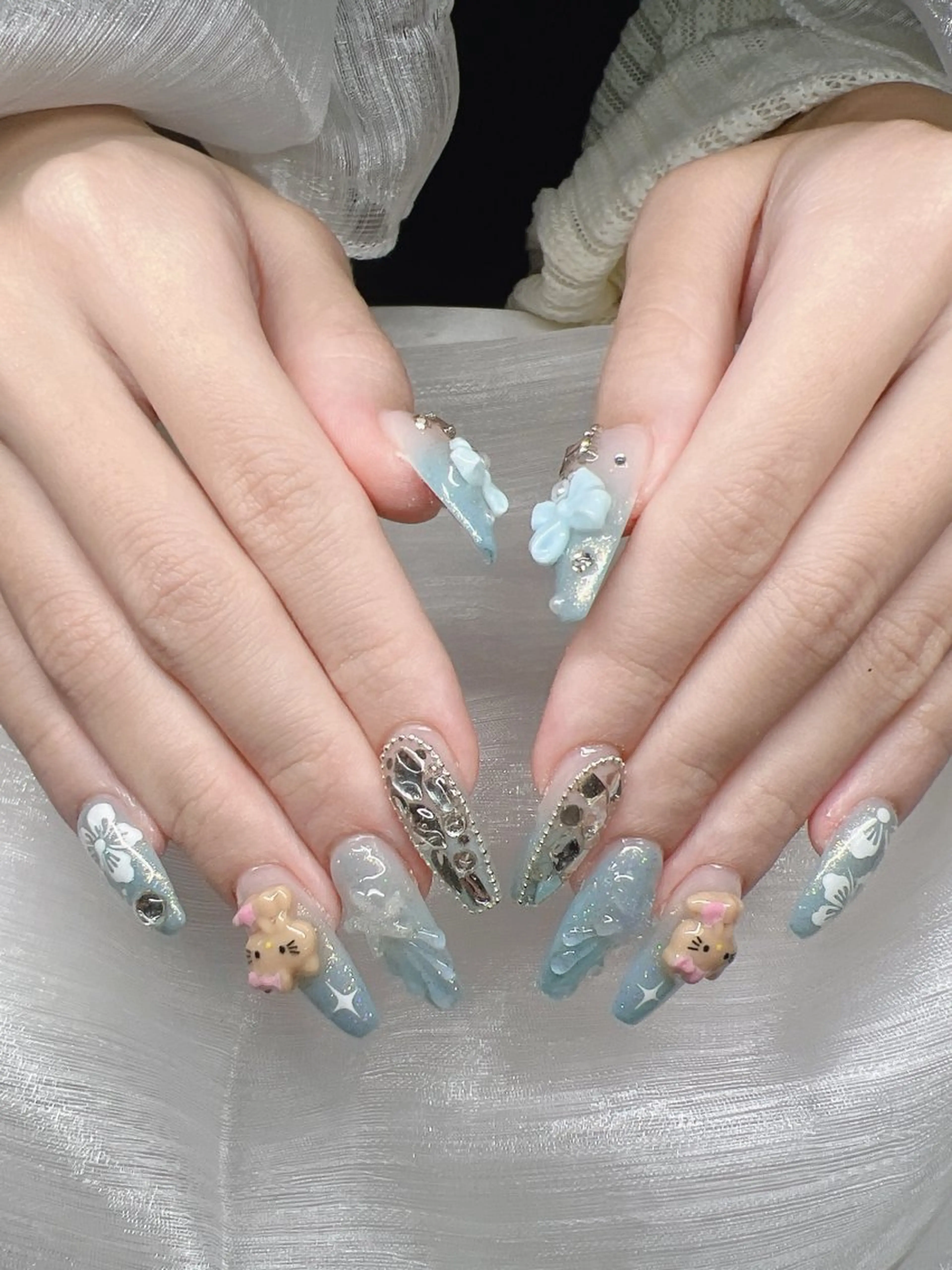 ネイル 長さ出し グラデーション キラキラネイル マグネットネイル ニュアンスネイル ハンドネイル Lee Nails チップ長さだし専門店のネイルデザイン