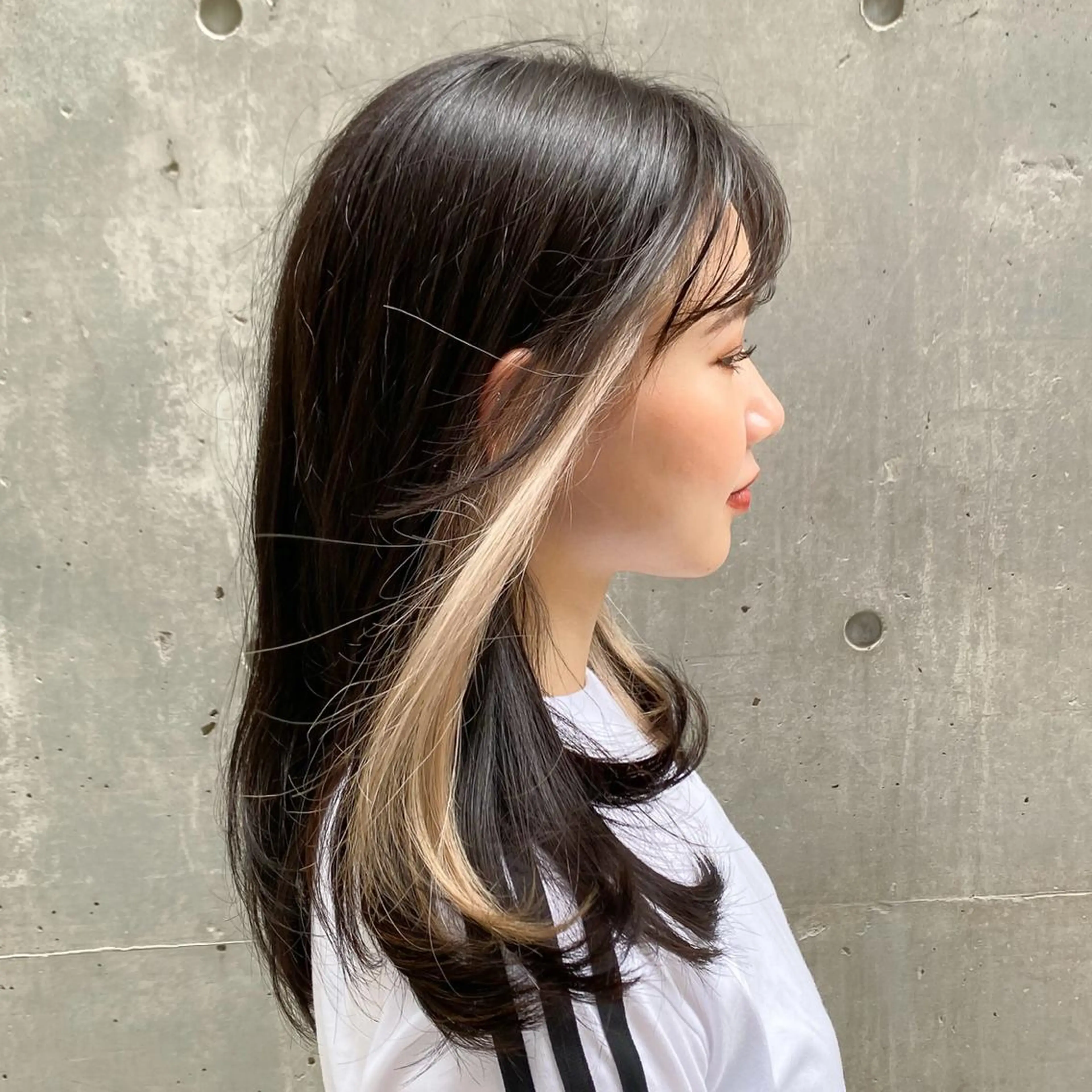 セミロング カラー ベージュカラー 黒髪 ブリーチ ケアブリーチ ダブルカラー ハッシュカット/縮毛 レイヤー/yukiのヘアスタイル