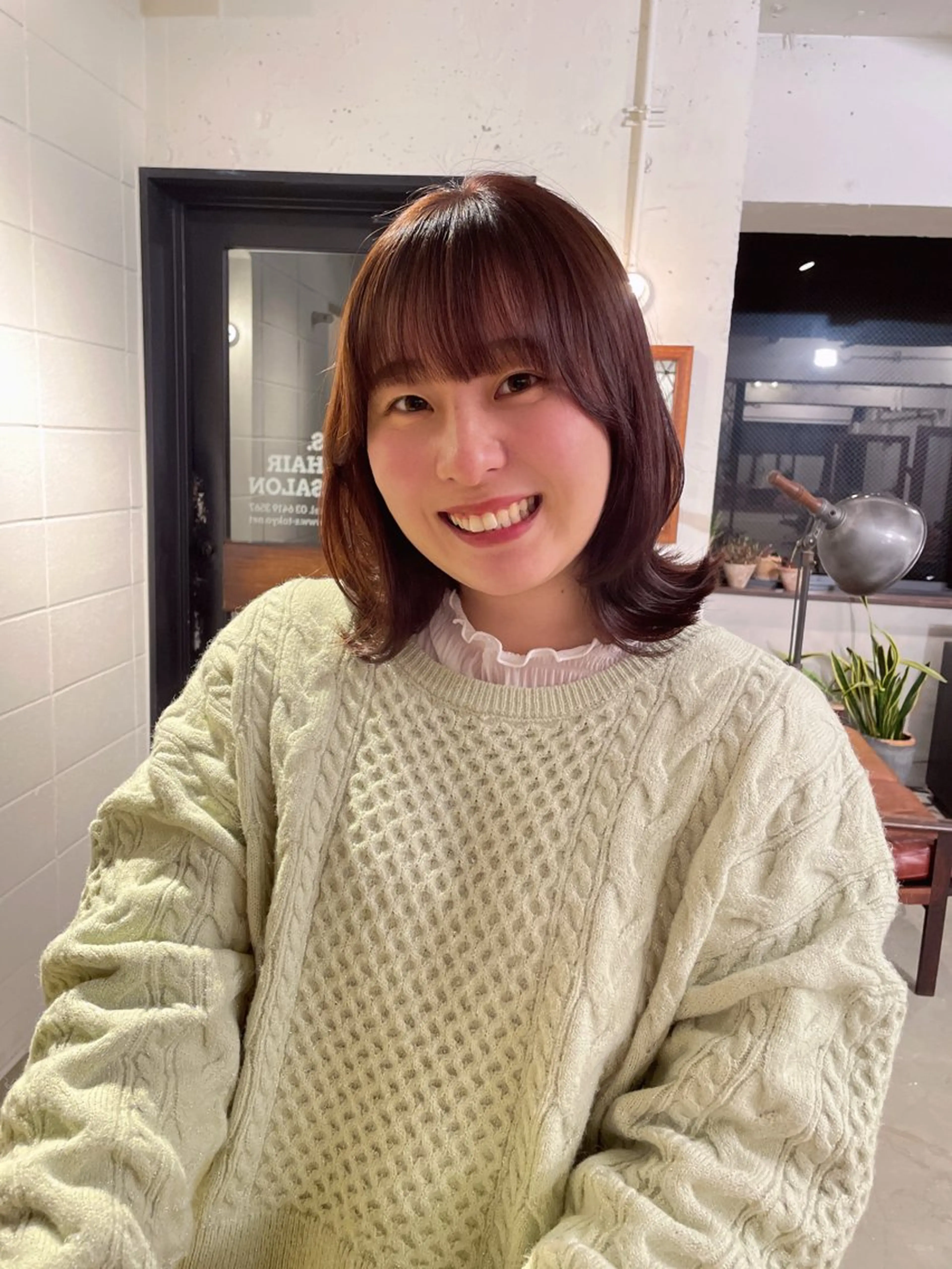 ミディアム ピンクブラウン レイヤーカット ヘアカラー s.hairsalon所属・🌸島村 菜々海🌸のヘアスタイル