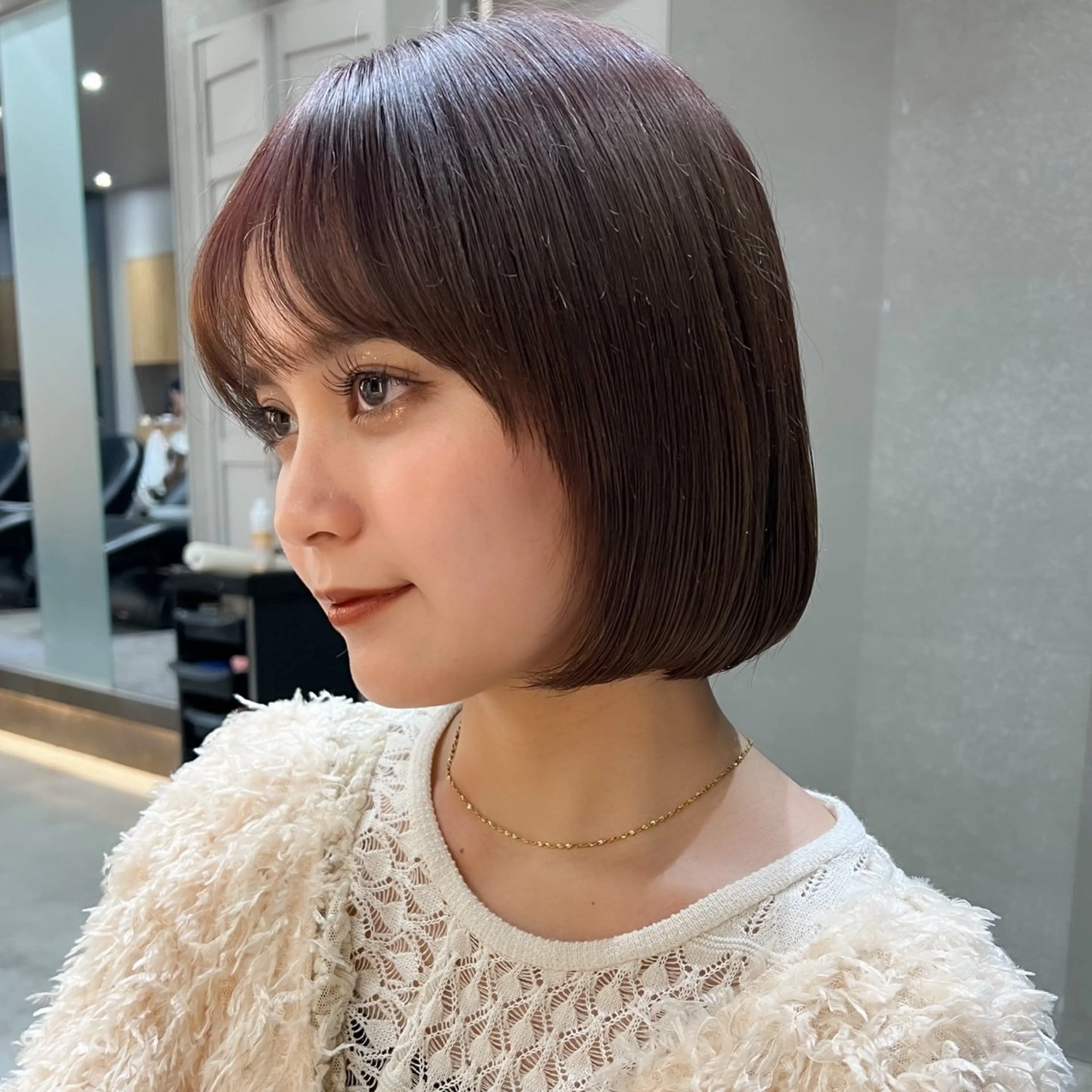 ショート カラー ボブ/巻ける縮毛矯正 /韓国レイヤーはなのヘアスタイル