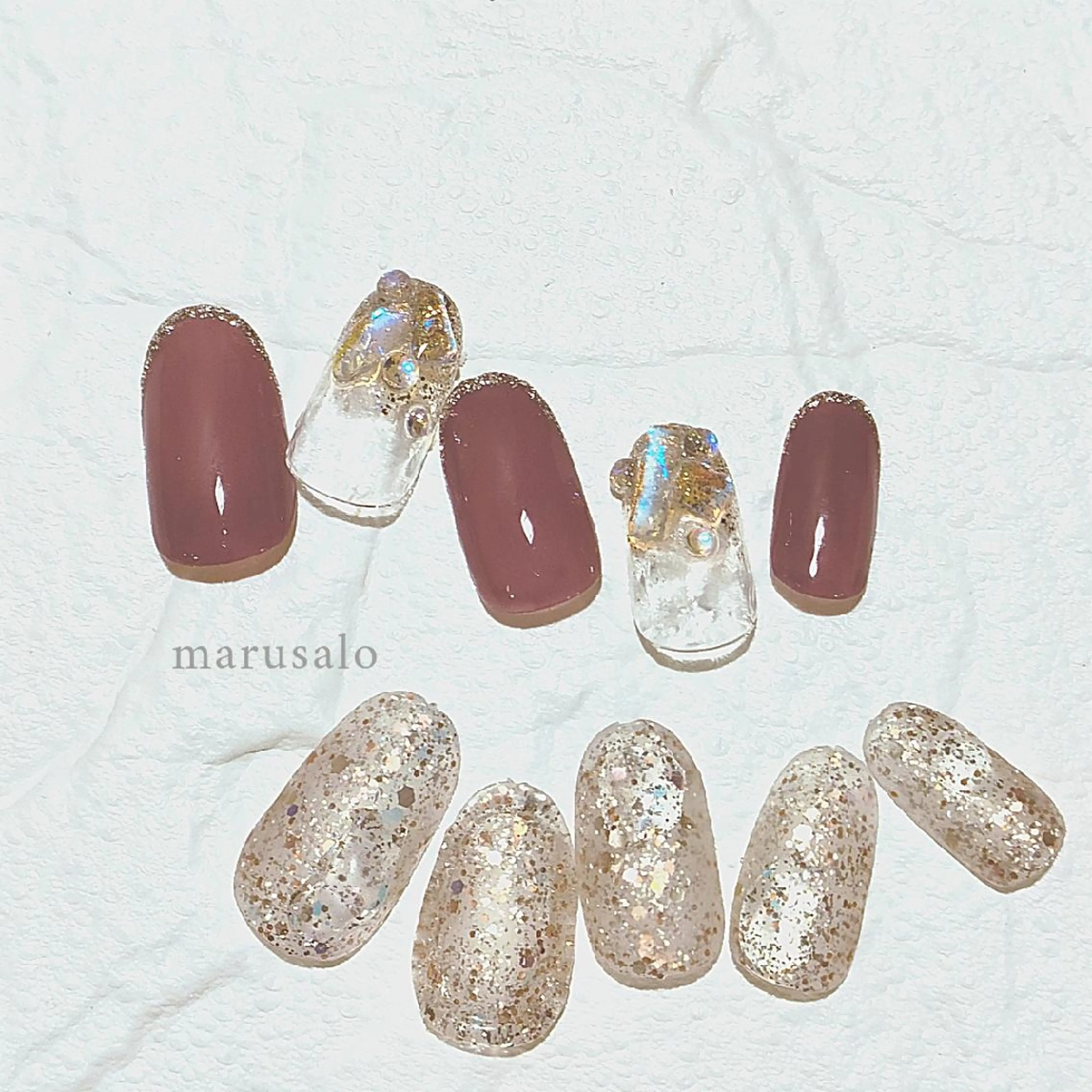 ネイル アートネイル フレンチネイル 韓国ネイル ラメ(グリッター) ニュアンスネイル marusalo nailのネイルデザイン