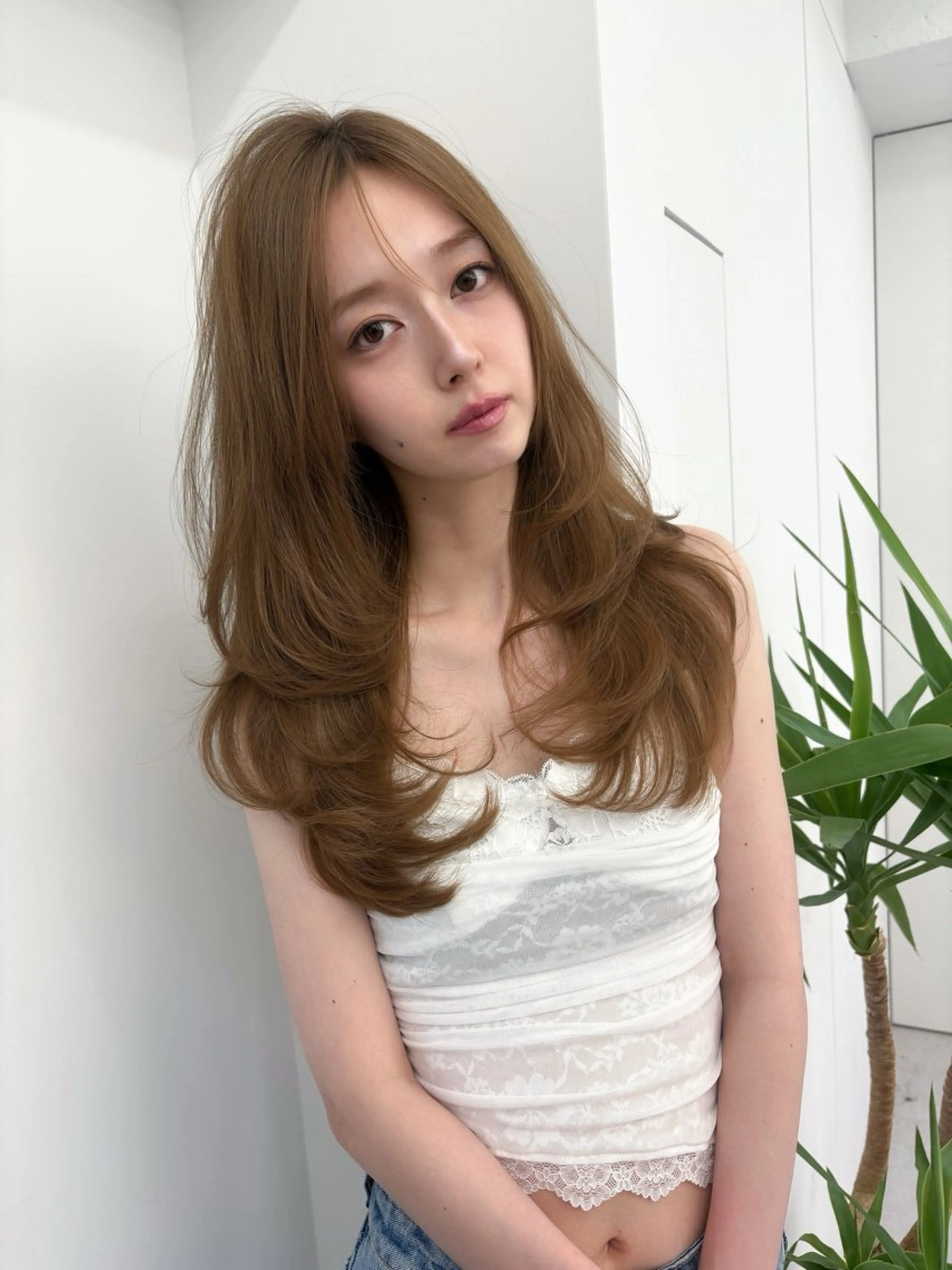 ロング カラー ベージュカラー 韓国風ヘア レイヤーカット カット ヘアカラー トリートメント matsuzawa mihoのヘアスタイル