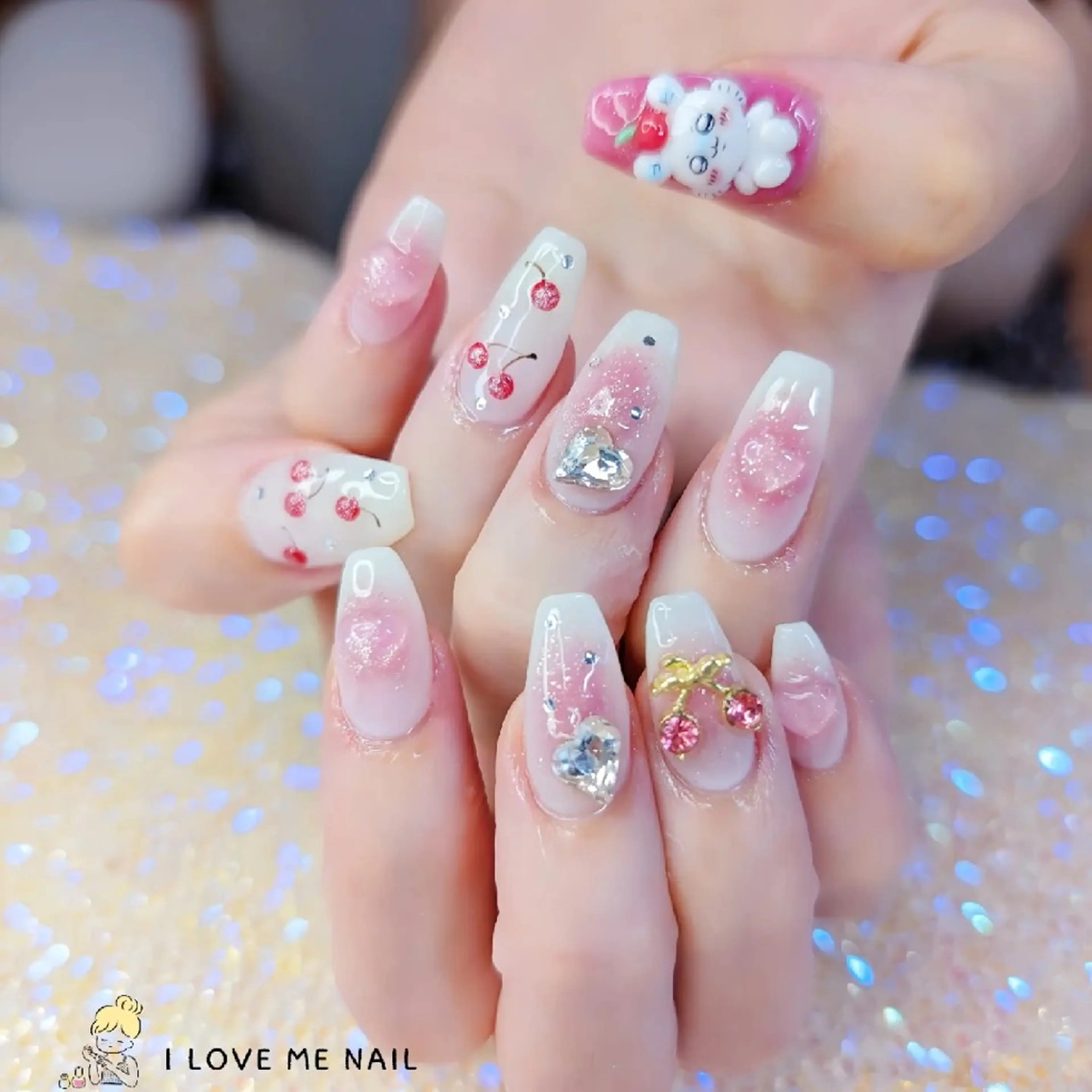 ネイル 長さ出し ジェルネイル ハート 韓国ネイル マグネットネイル ハンドネイル I LOVE ME NAIL.｡.:*♡のネイルデザイン