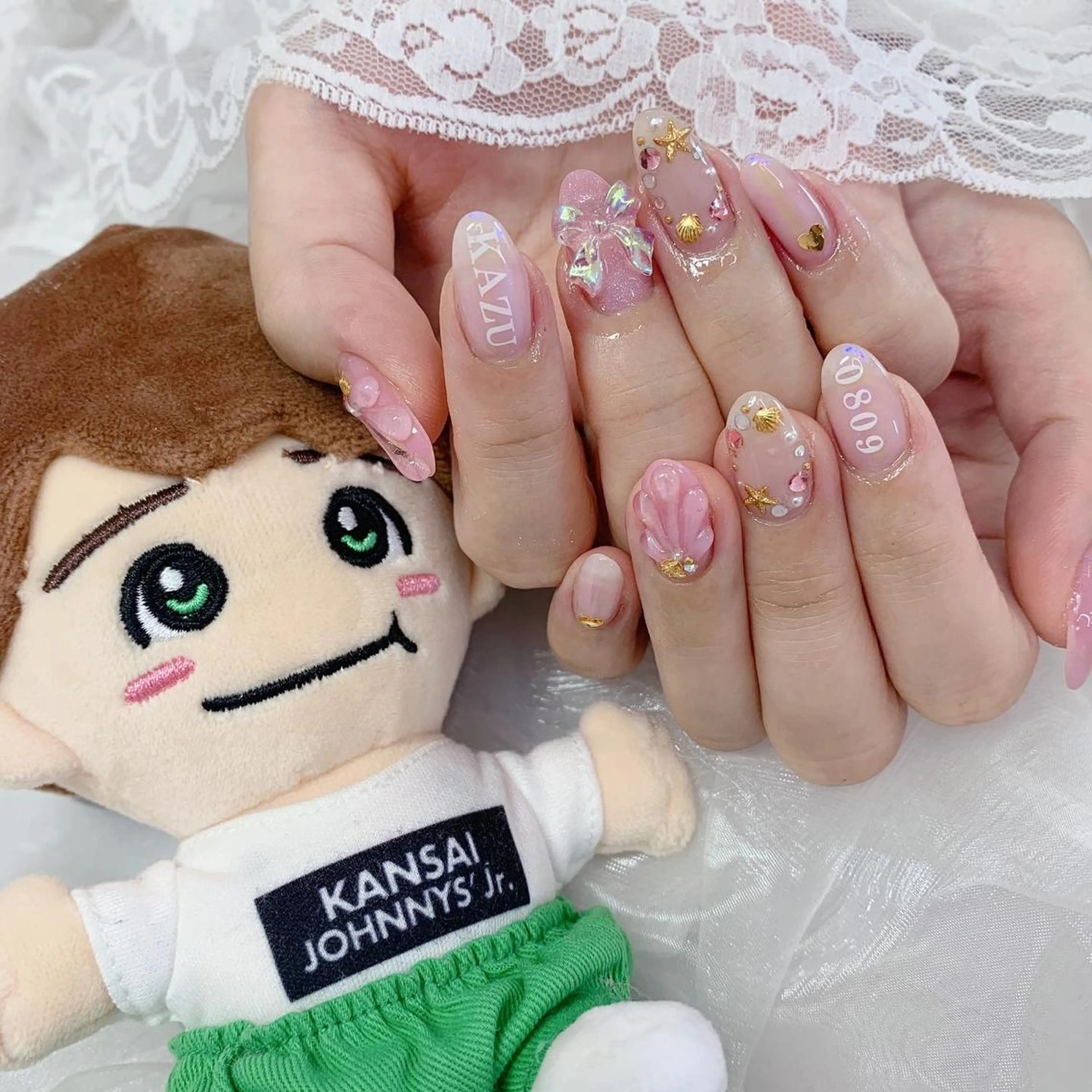 ネイル リボン ハンドネイル La neige* yuki 🥯🍑のネイルデザイン