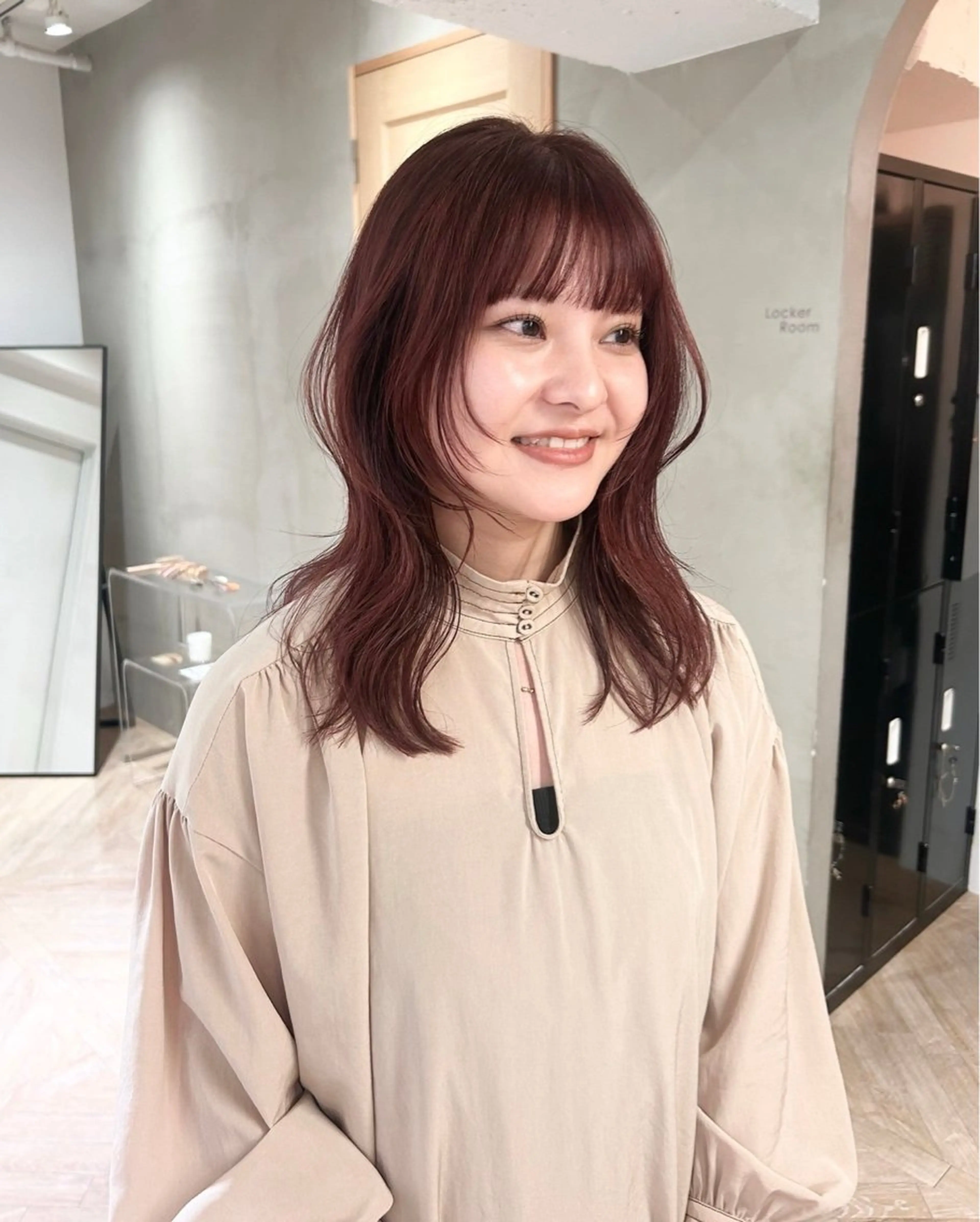 ミディアム カット ヘアカラー トリートメント レイヤーカット/暖色 カラー/mao🎀のヘアスタイル