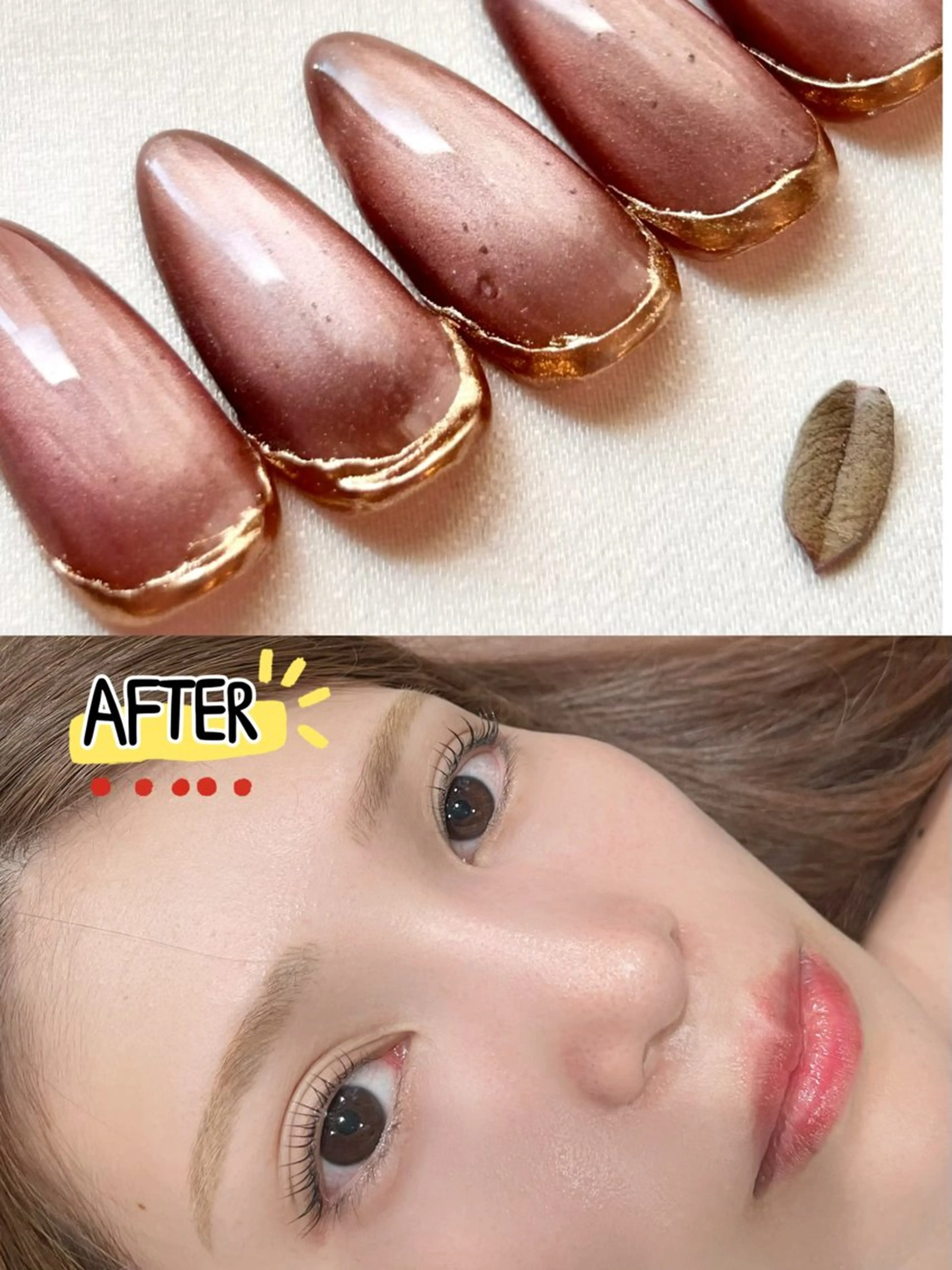 パーマ ハンドネイル ネイルとまつ毛パーマ 束感仕上げ💕のネイルデザイン