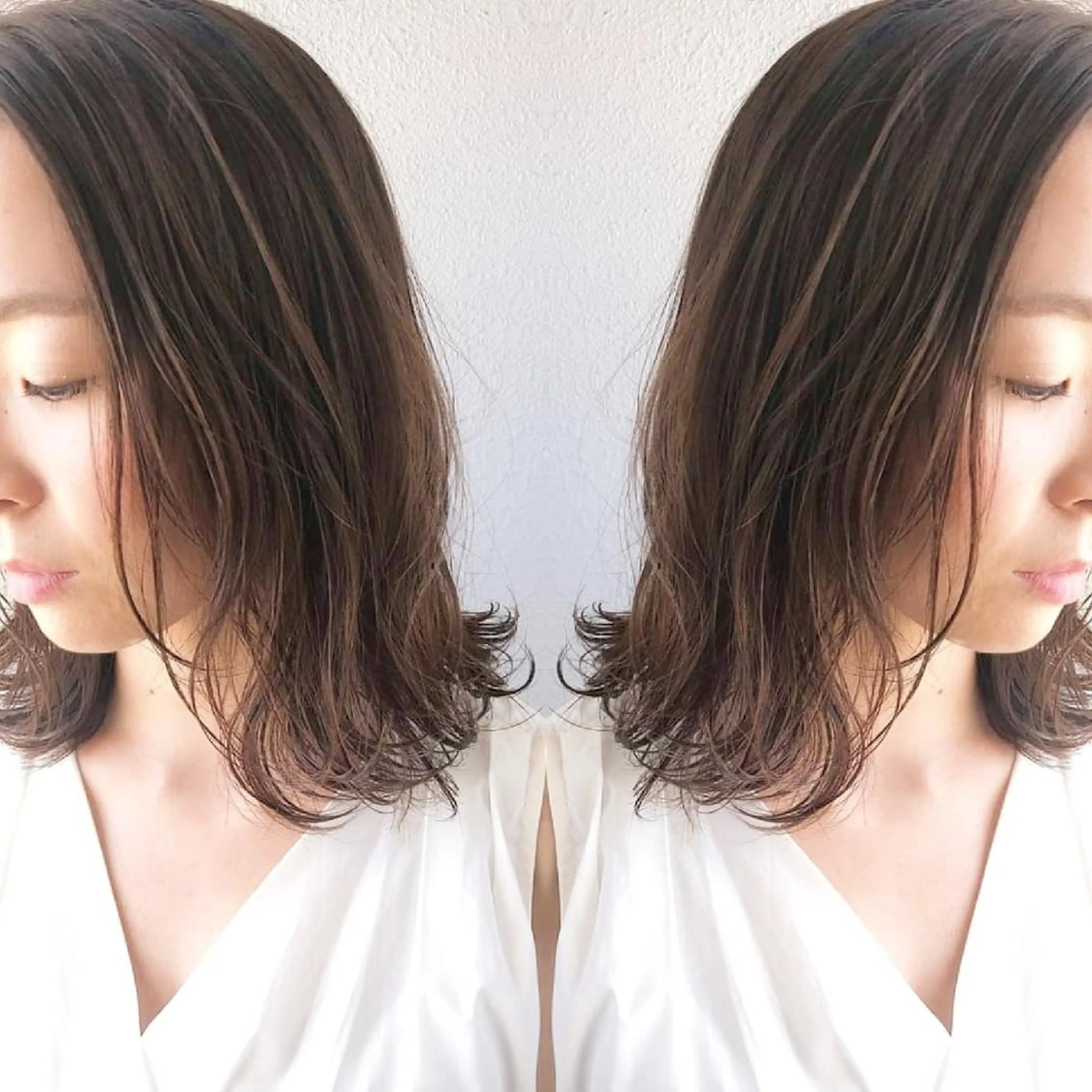 ミディアム カラー ヘアアレンジ 透明感カラー カット ヘアカラー トリートメント 竹内啓太 ボブのヘアスタイル