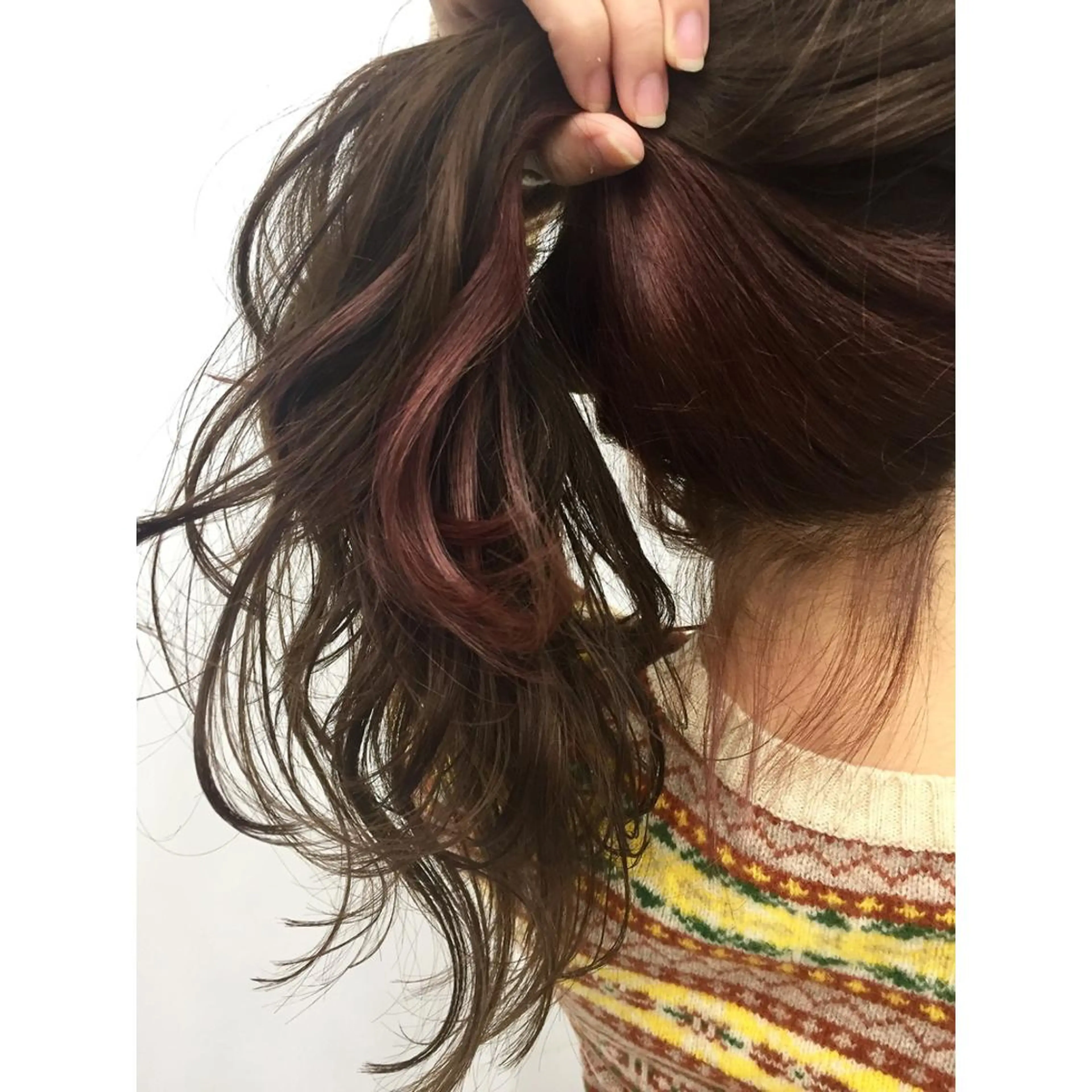 セミロング カラー インナーカラー ヘアカラー 岩崎 裕司のヘアスタイル