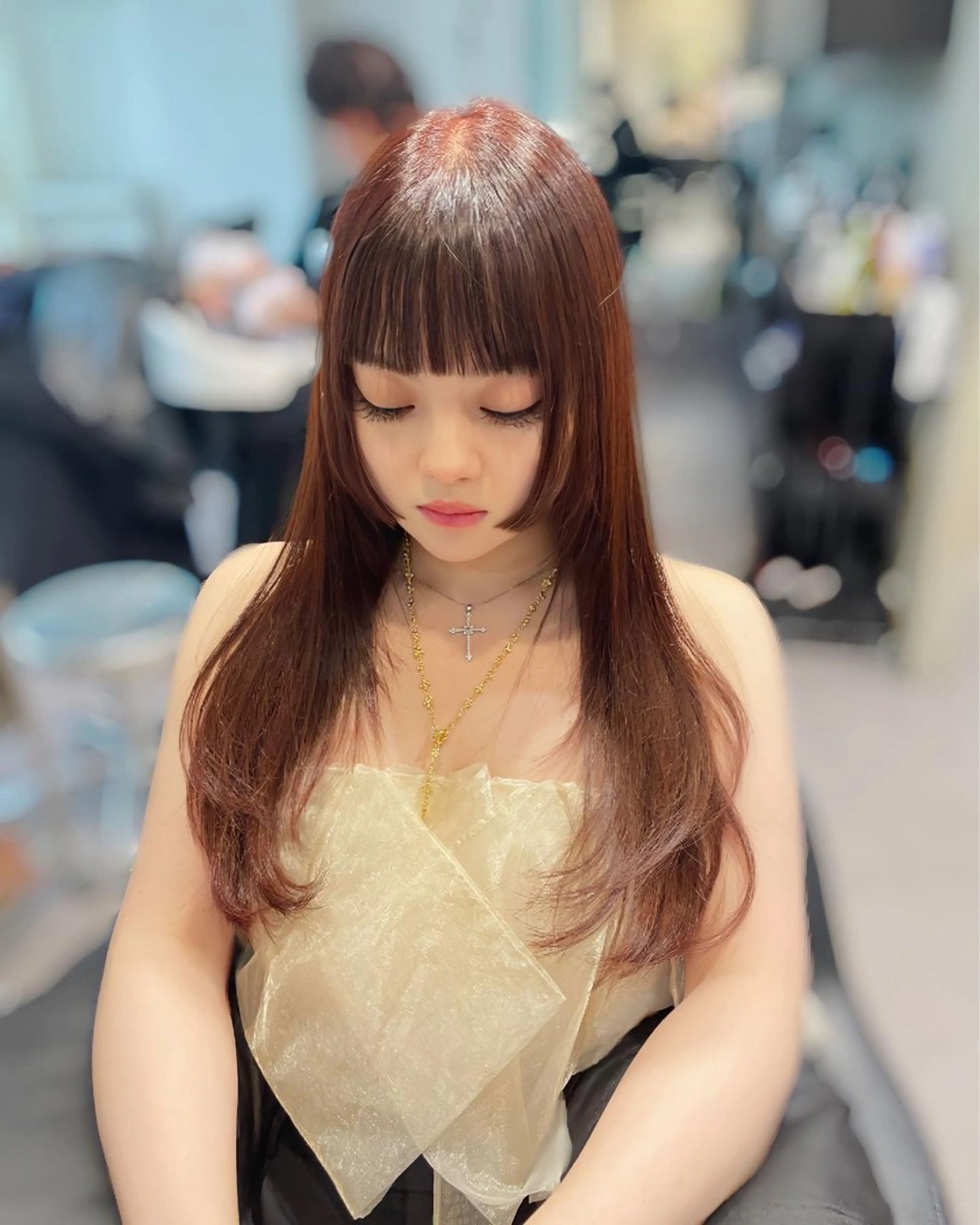 ロング カット 縮毛矯正 トリートメント 銀座／レイヤーカット 🤍内野すみれのヘアスタイル