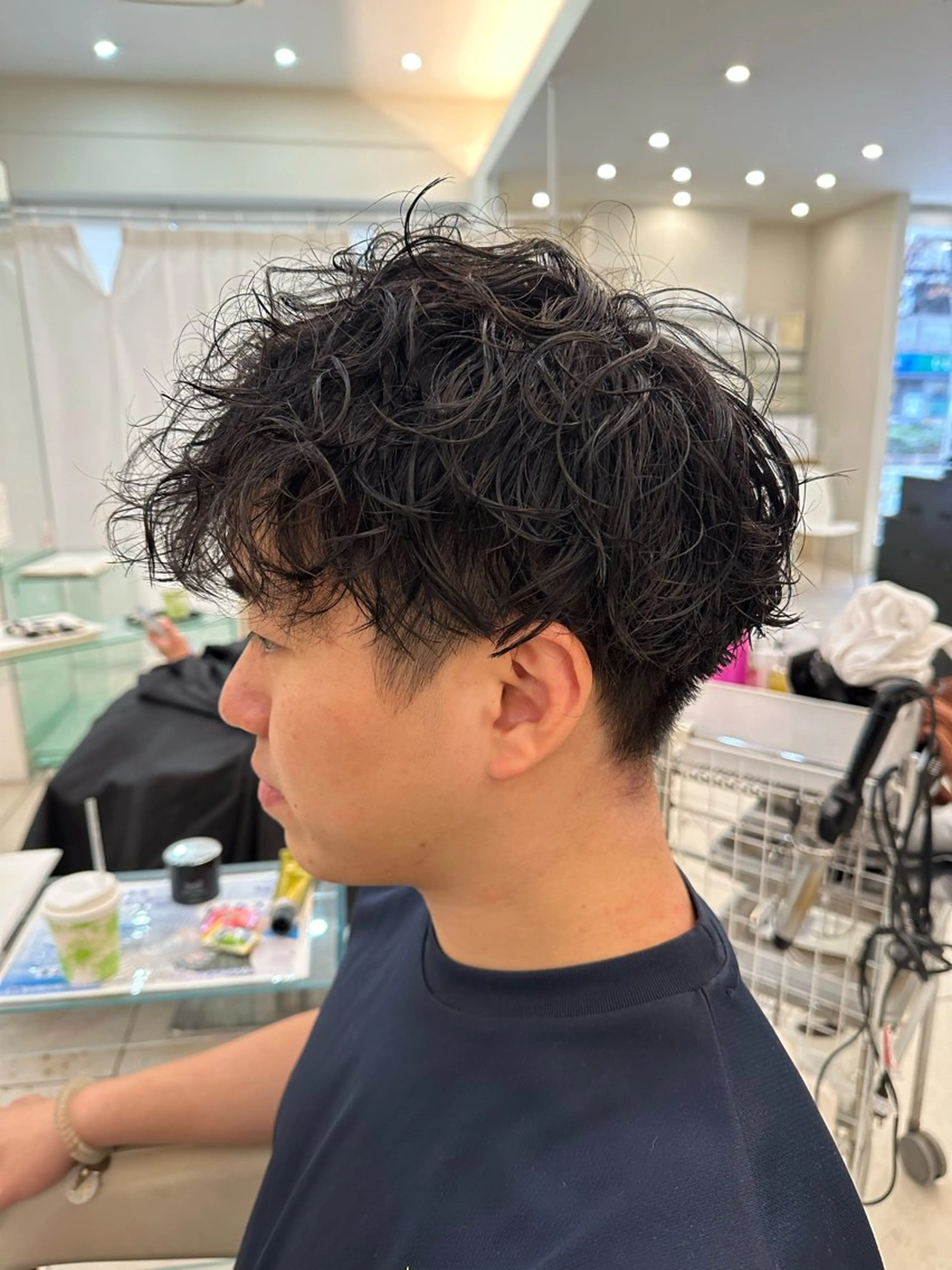 メンズ カット パーマ トリートメント 藤本渚杜/メンズ/ 艶カラーのヘアスタイル