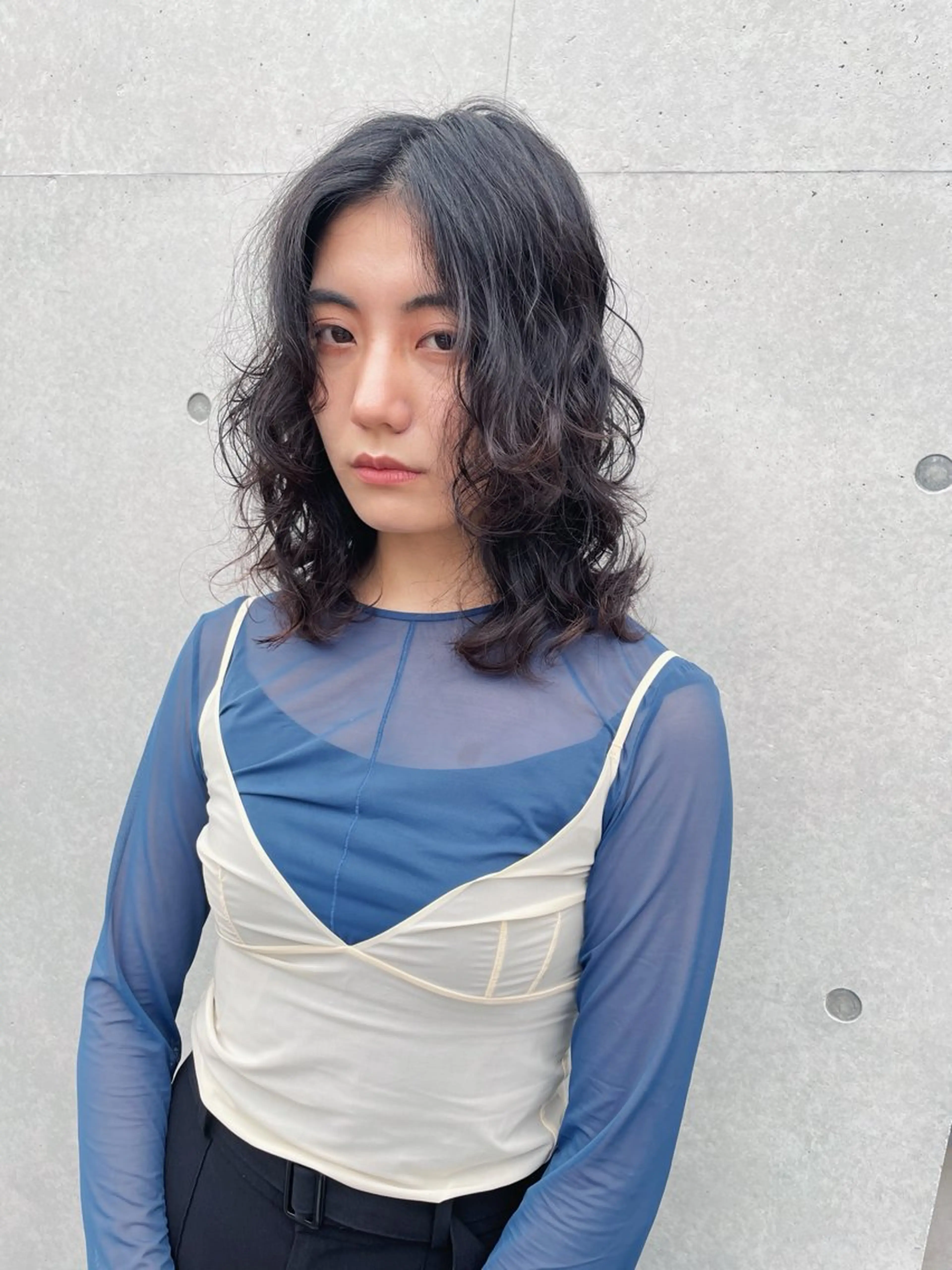 ミディアム パーマ ミディアムパーマ カット パーマ トリートメント センスをお届けします 大谷将生INFPのヘアスタイル