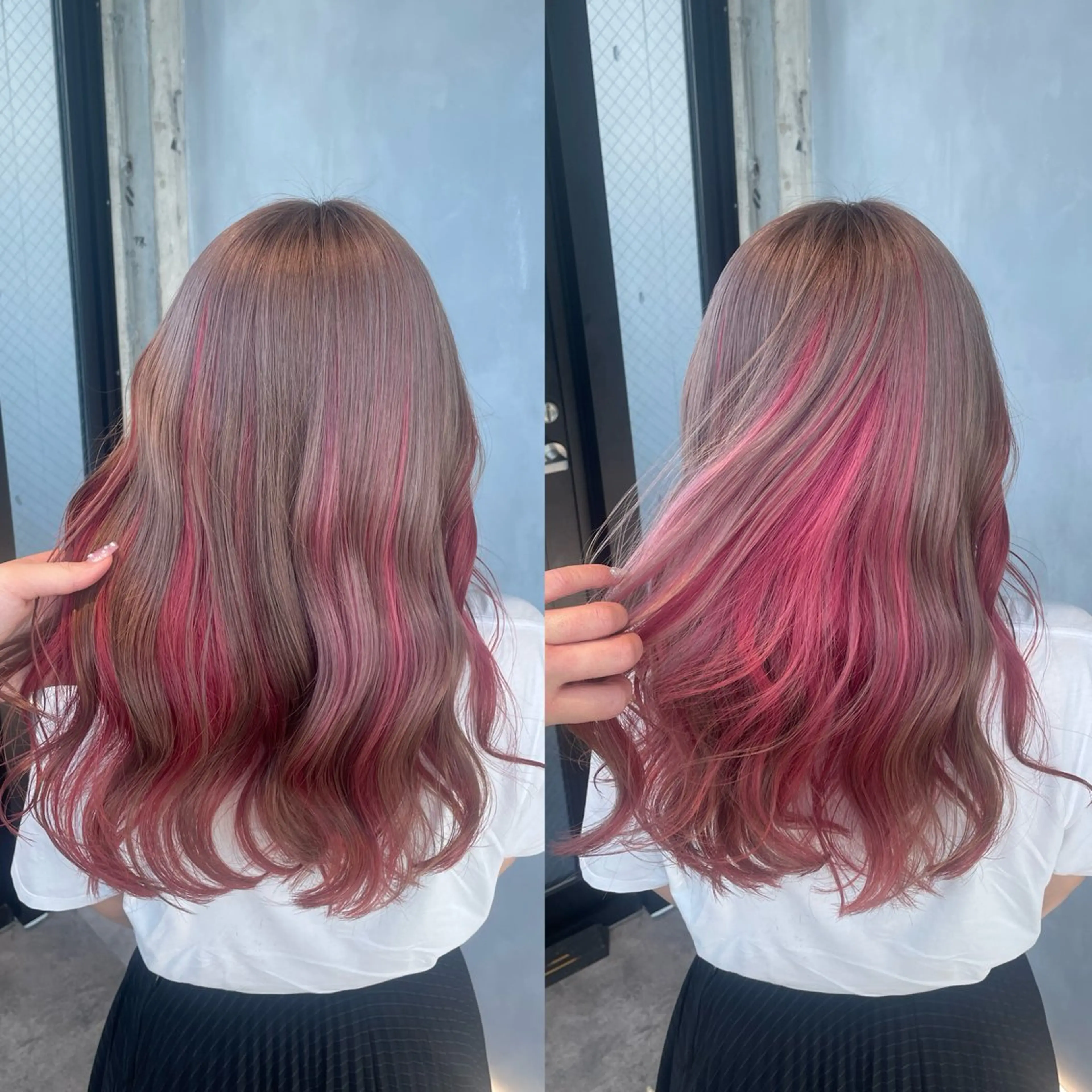 ロング カラー ブリーチ ツートーンカラー ヘアカラー 暖色/ハイトーン/ カラー/HBLのヘアスタイル