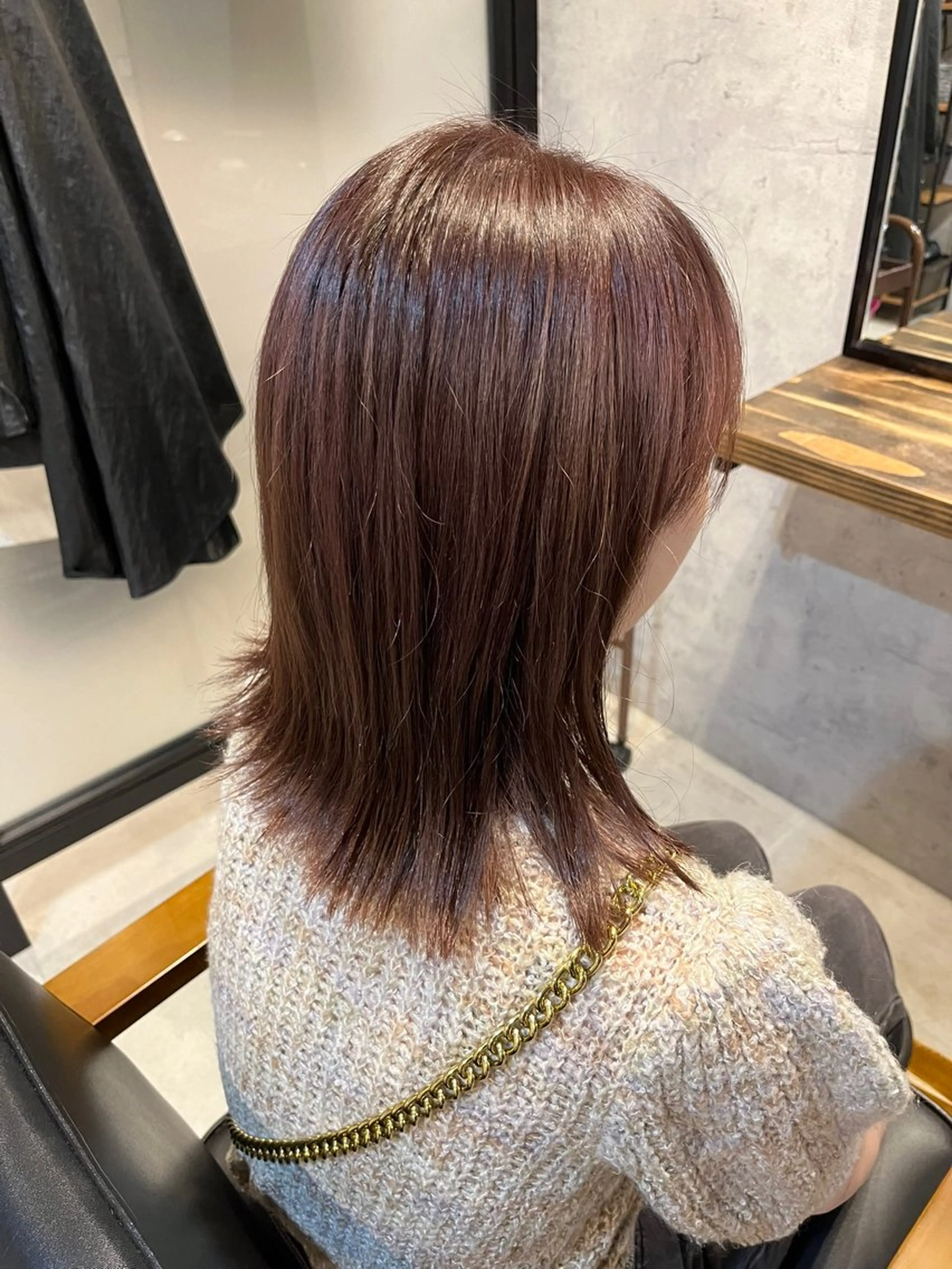 ミディアム カラー ブラウンカラー ピンクカラー ピンクブラウン ヘアカラー トリートメント La fith hair share野田阪神所属・タイガ/スタイリスト /野田/福島/透明感のヘアスタイル