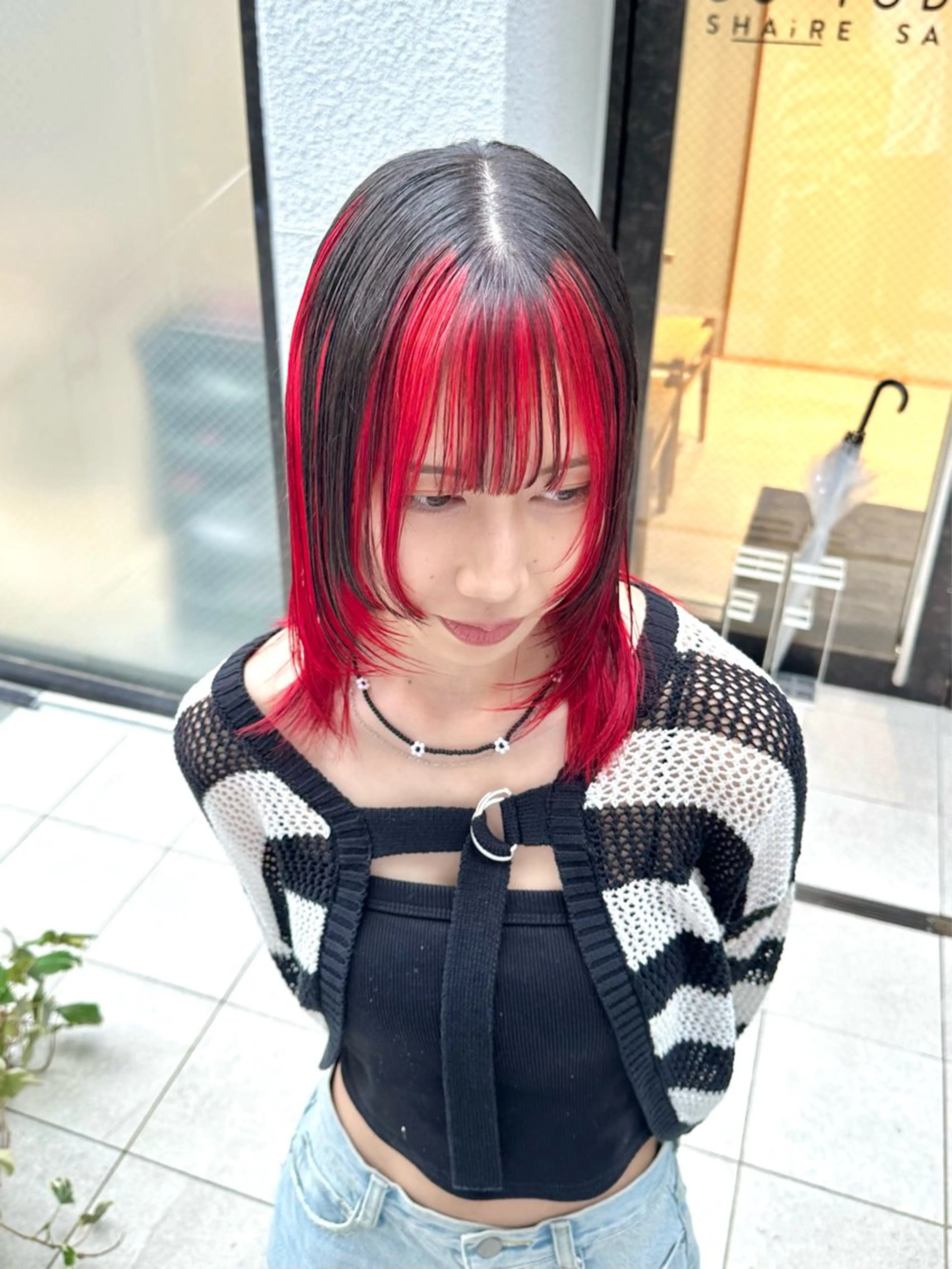 ミディアム カラー 抜きっぱなしブロンド ササキカズマのヘアスタイル