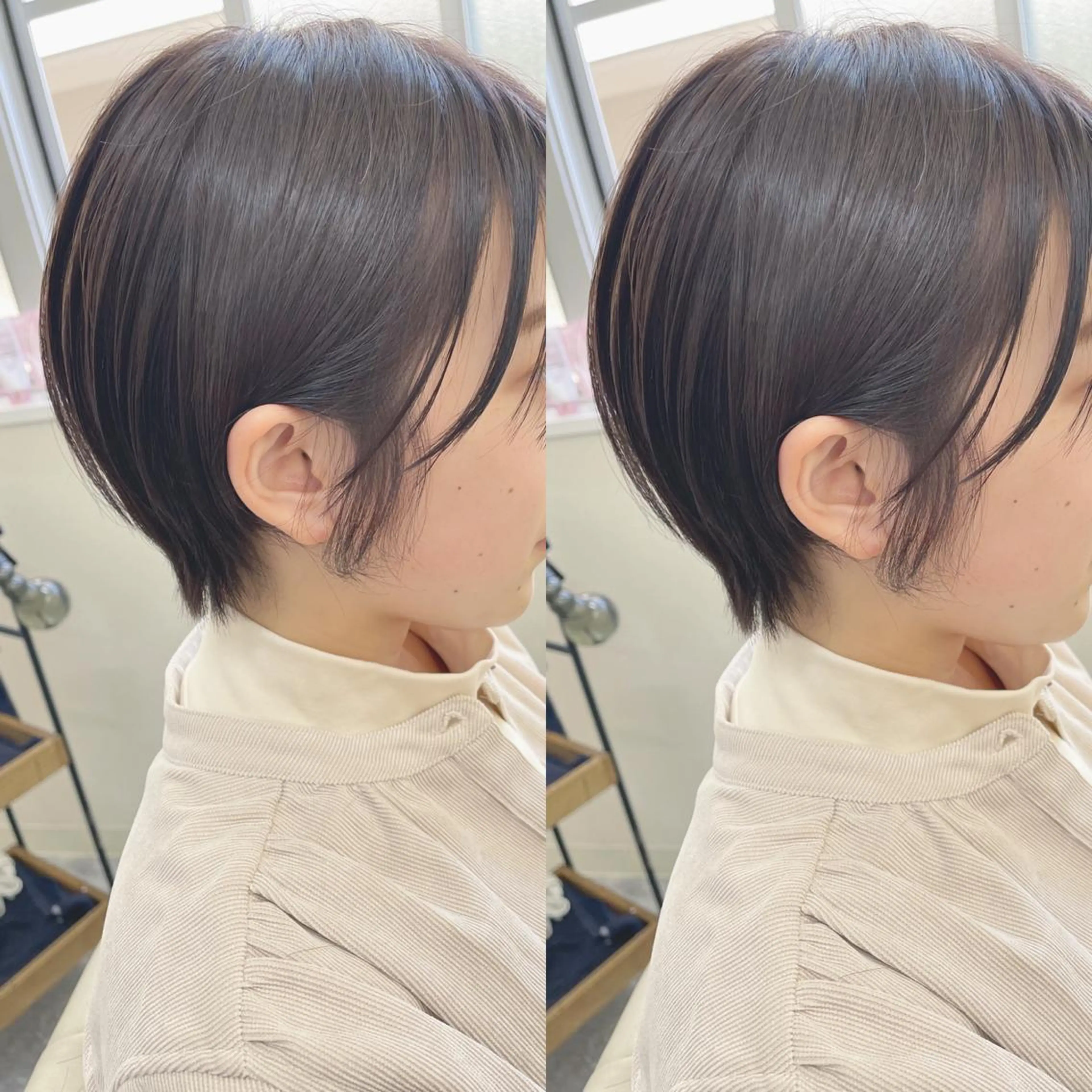 ショート ショートボブ ボブ シースルーバング ショートヘア カット ヘアカラー H所属・H (エイチ) 烏丸御池店のヘアスタイル