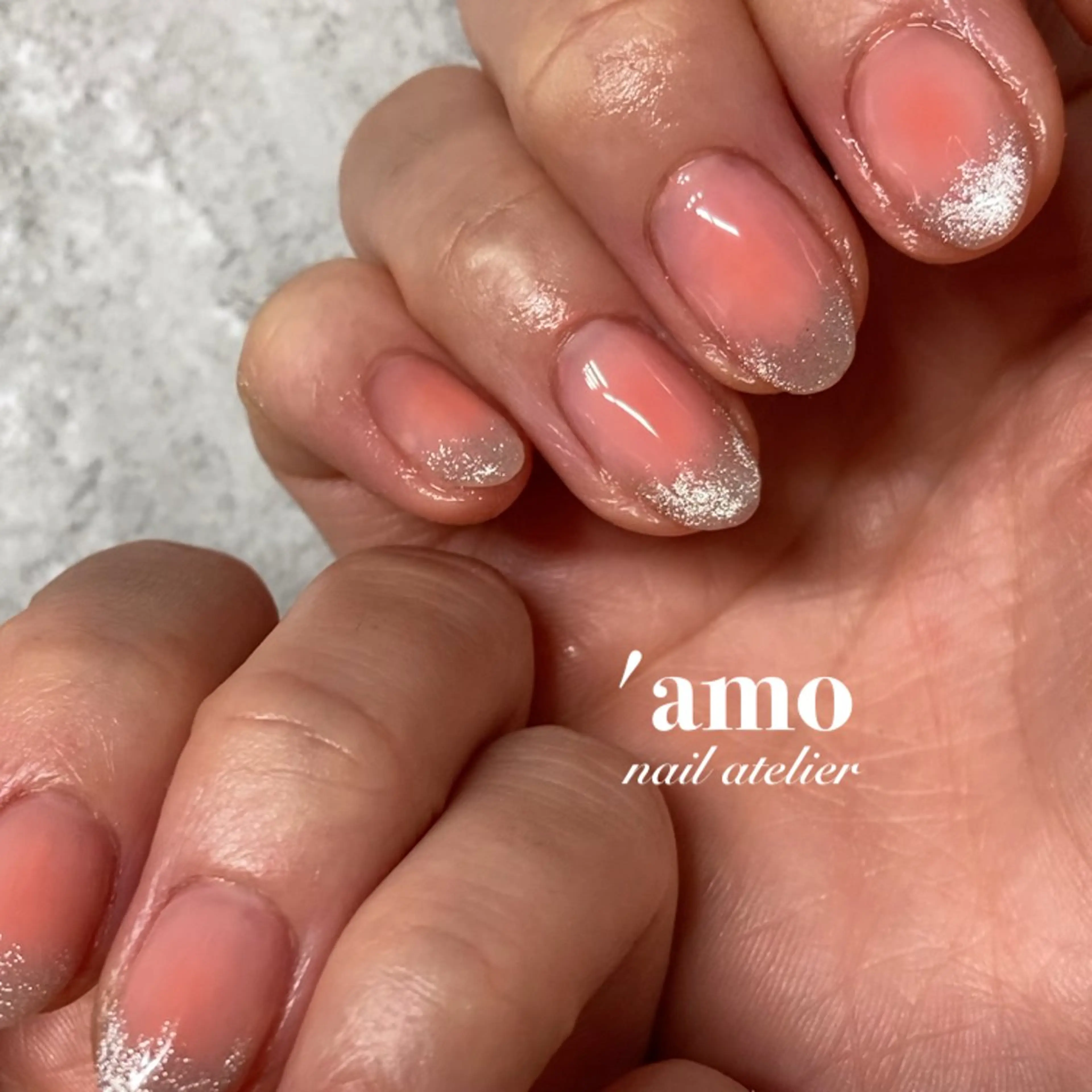 ネイル チークネイル フレンチネイル ジェルネイル マグネットネイル マグネットフレンチ 'amo nail atelierのネイルデザイン