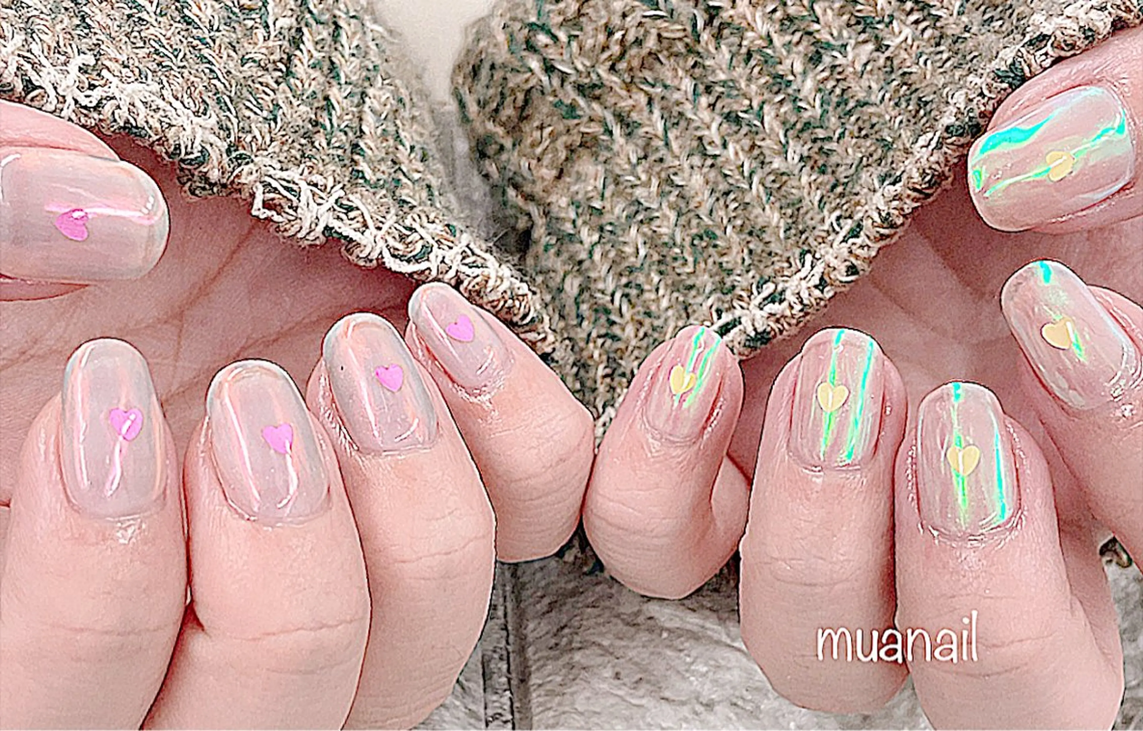 ネイル アートネイル ブルー ハート その他(ネイル) mua nail mikiのネイルデザイン