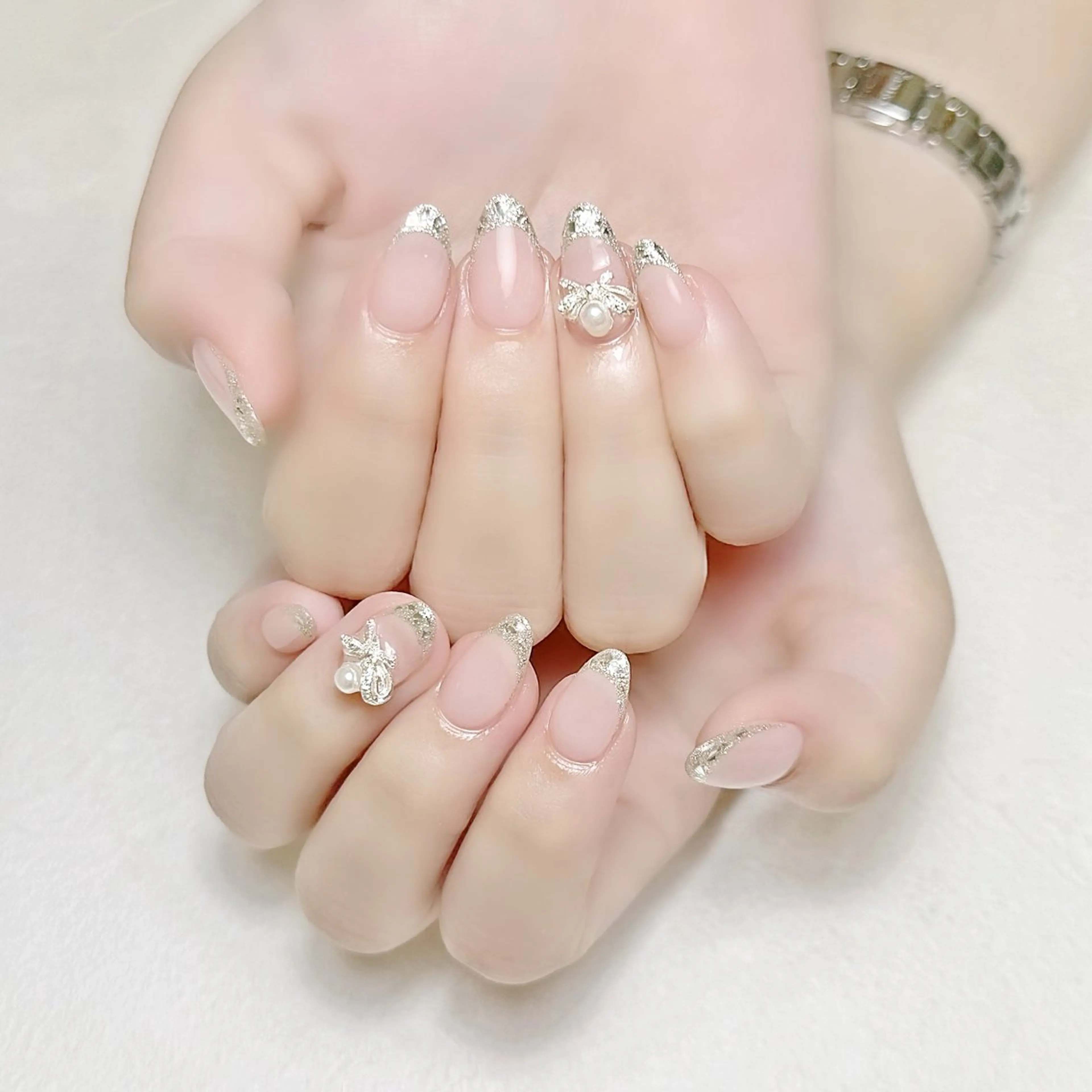 ネイル フレンチネイル ガラスフレンチ オフィスネイル rouse nail RISATOのネイルデザイン