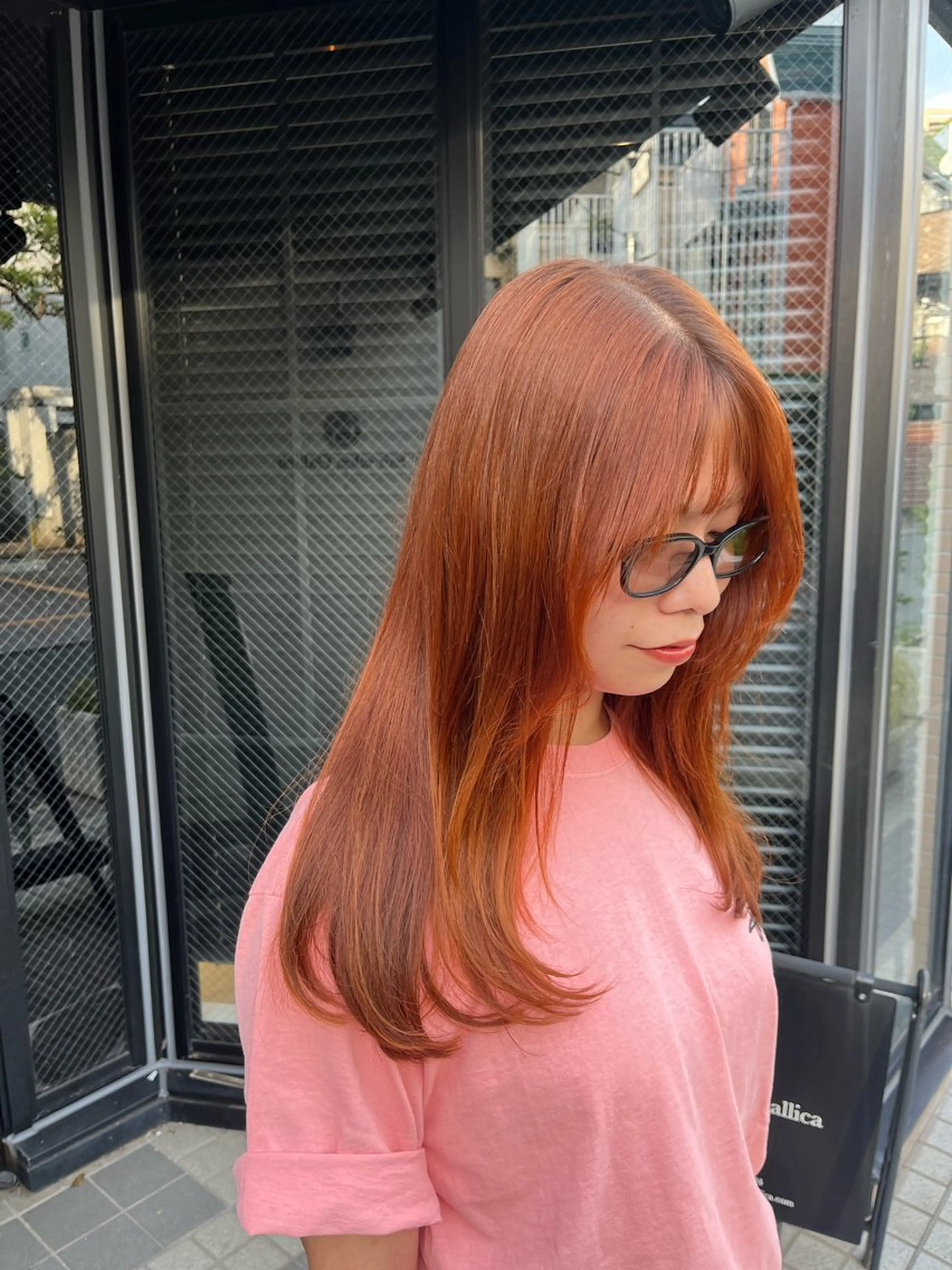 ロング カラー ブリーチ ブリーチなしカラー オレンジ ヘアカラー トリートメント ナミ🩶暗髪/暖色 ❤️/透明感/縮毛のヘアスタイル