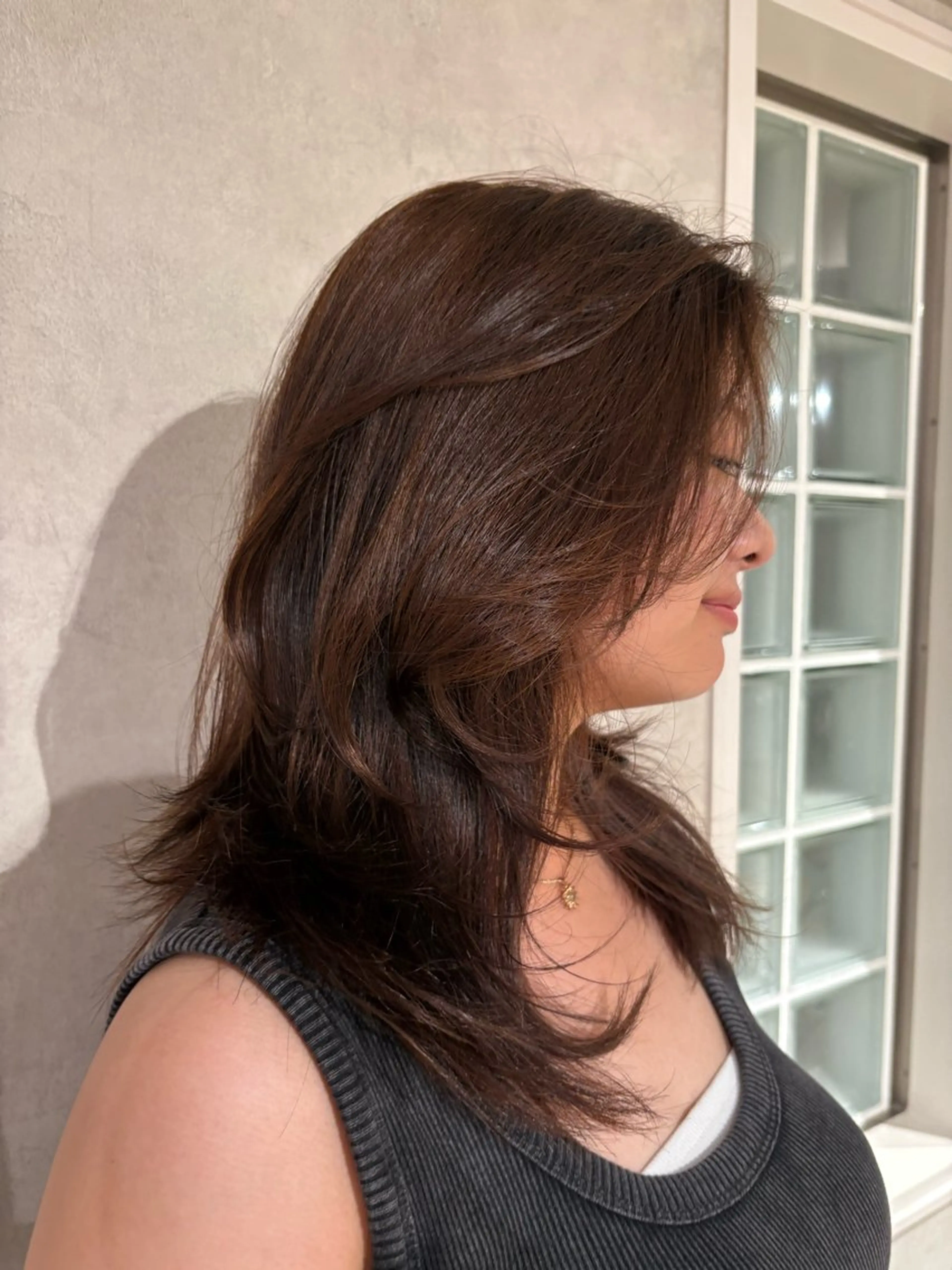セミロング ヘアカラー mao 暖色 海外風カラー🌿❤️のヘアスタイル