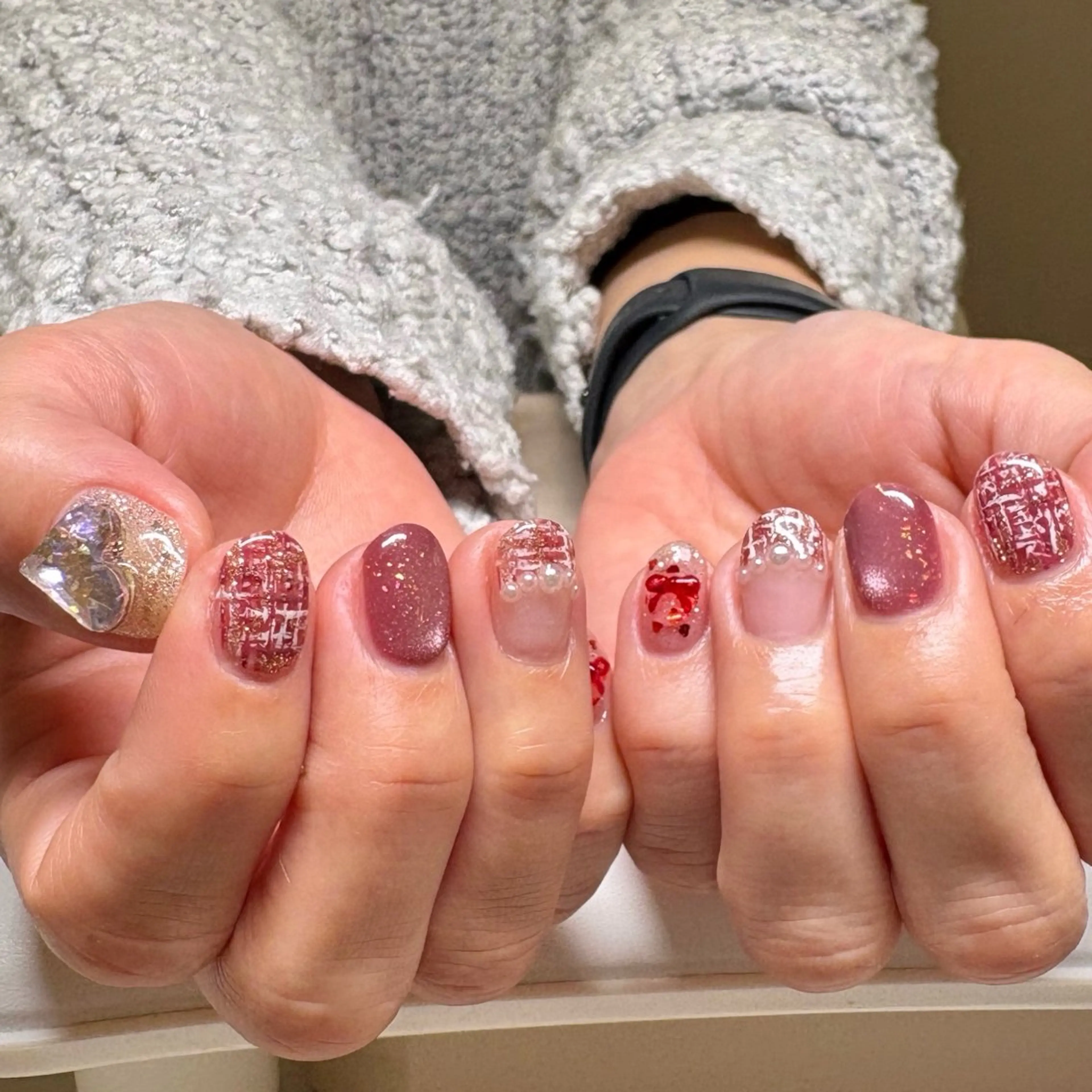 ネイル フラッシュネイル 韓国ネイル マグネットネイル ニュアンスネイル ツイードネイル ハンドネイル nail amuseのネイルデザイン