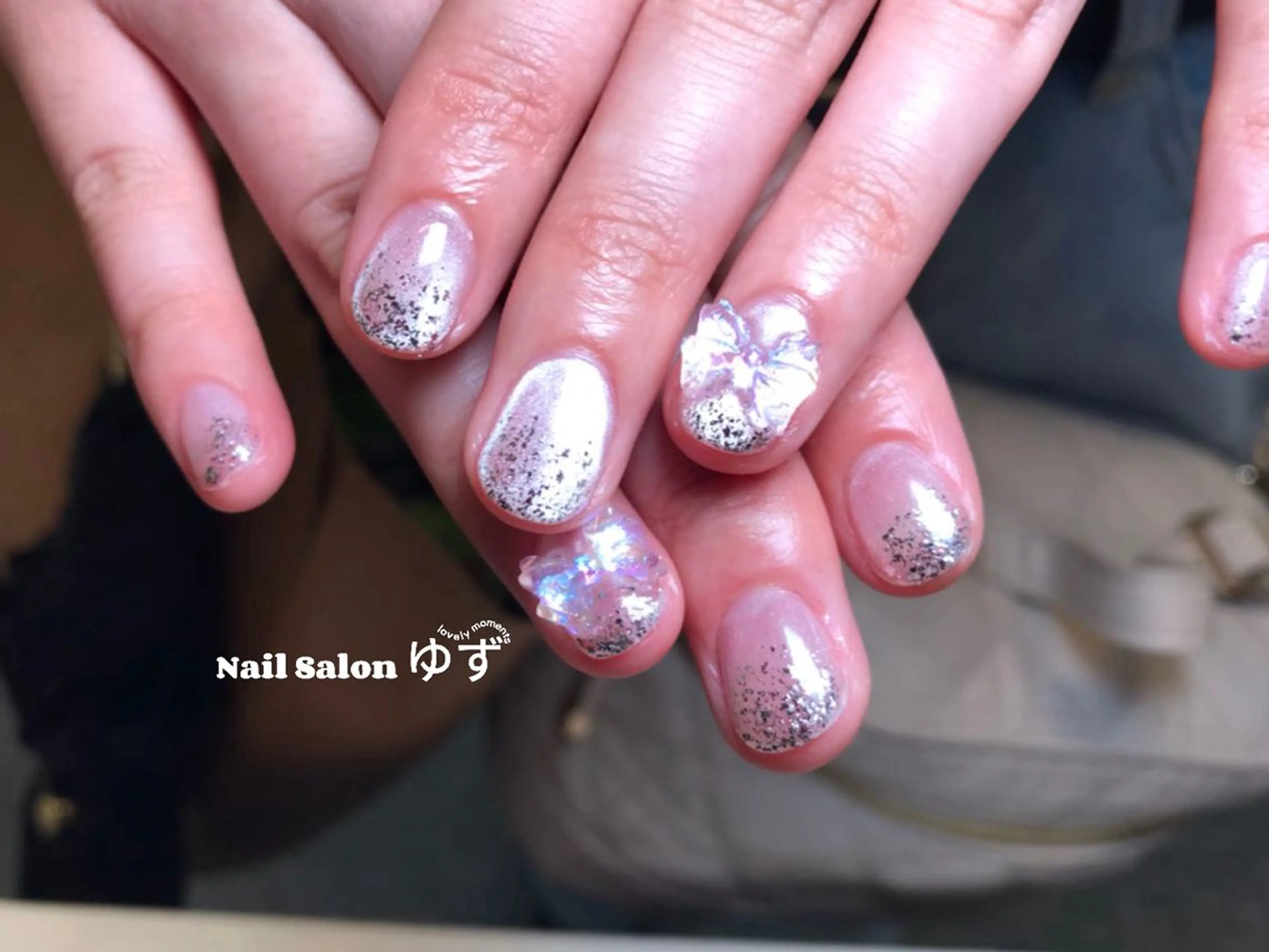 ネイル カジュアル チークネイル フレンチネイル ジェルネイル ガーリー ハンドネイル ネイルサロン ゆずのネイルデザイン