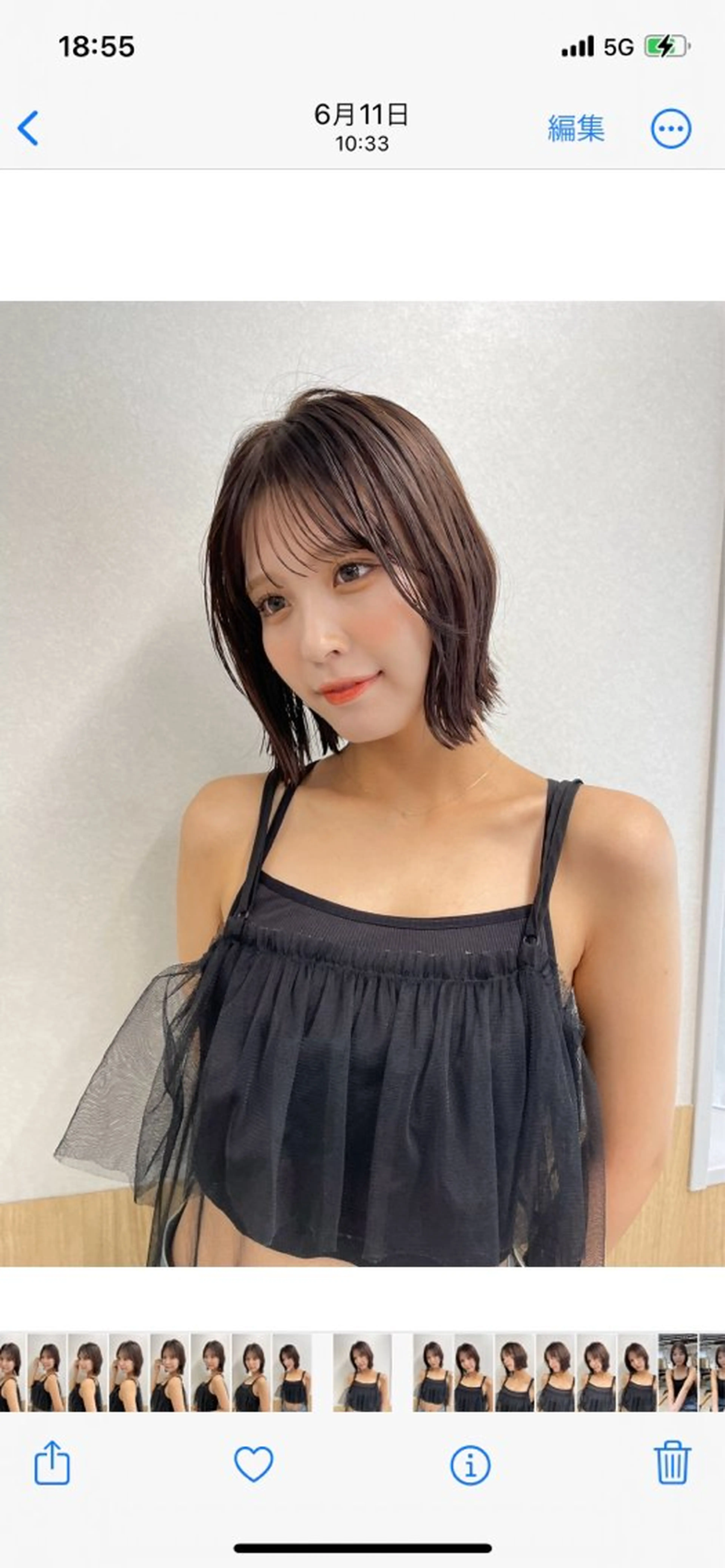 ミディアム カラー ボブ くびれヘア 似合わせカット 江上 京花のヘアスタイル