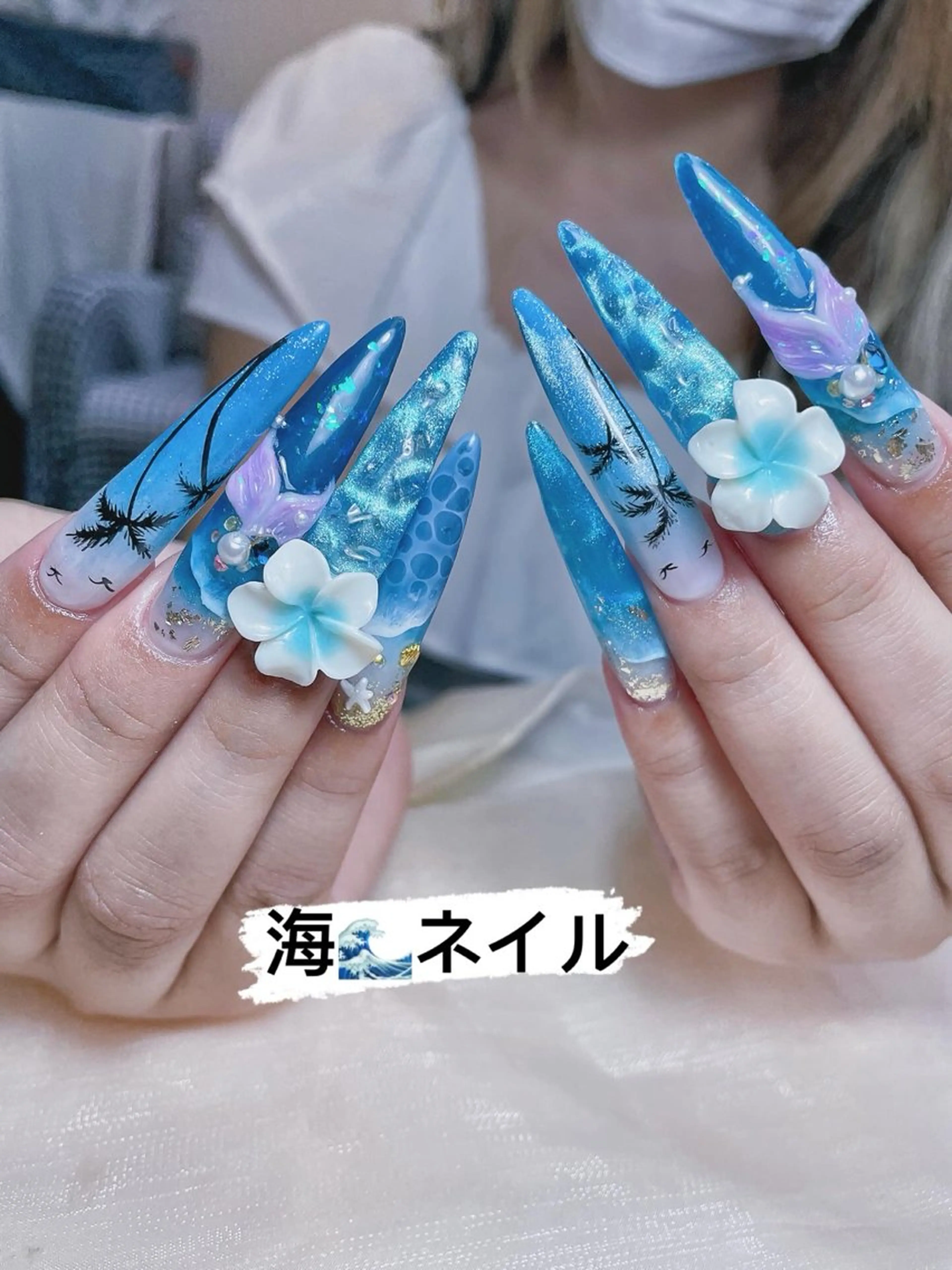 ネイル チークネイル ガーリー 氷ネイル・うるうるネイル キラキラネイル 韓国ネイル ハンドネイル NailPrincess所属・princess スカルプ専門店のネイルデザイン
