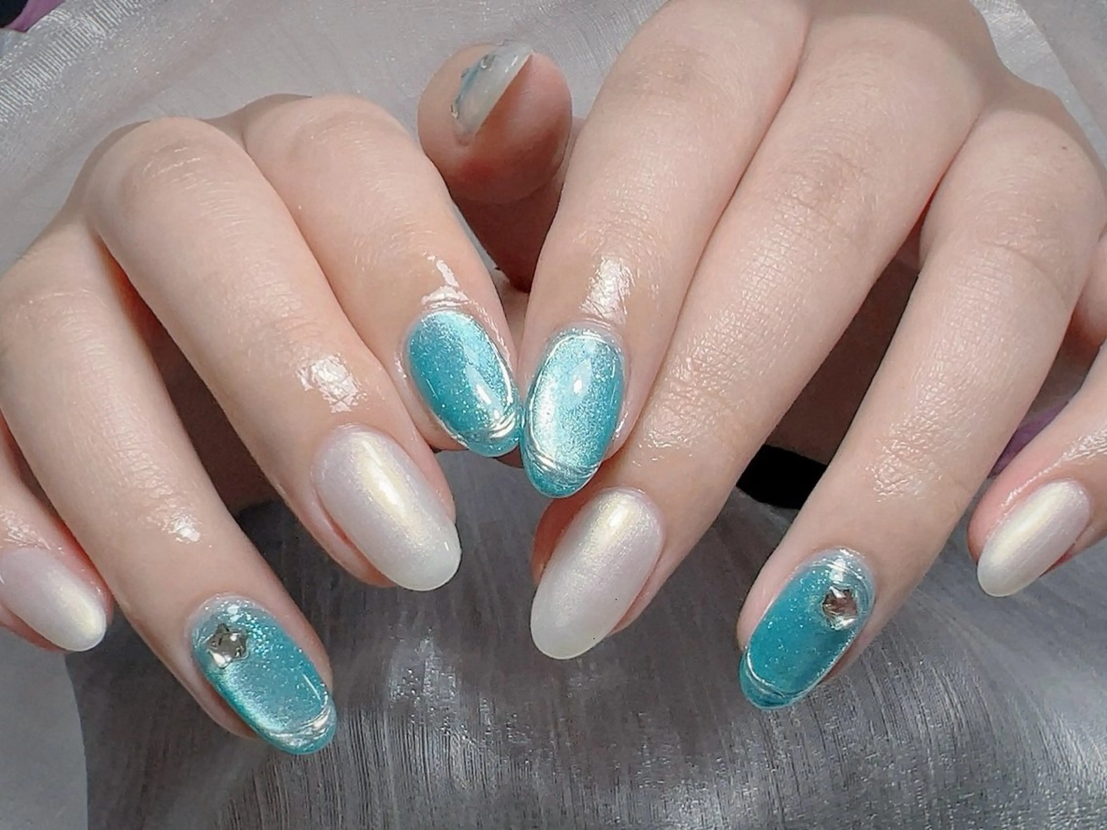 ネイル 長さ出し フレンチネイル グラデーション マグネットネイル マグネットフレンチ ハンドネイル ハンドケア ⭐️Dreamy Nail⭐️のネイルデザイン