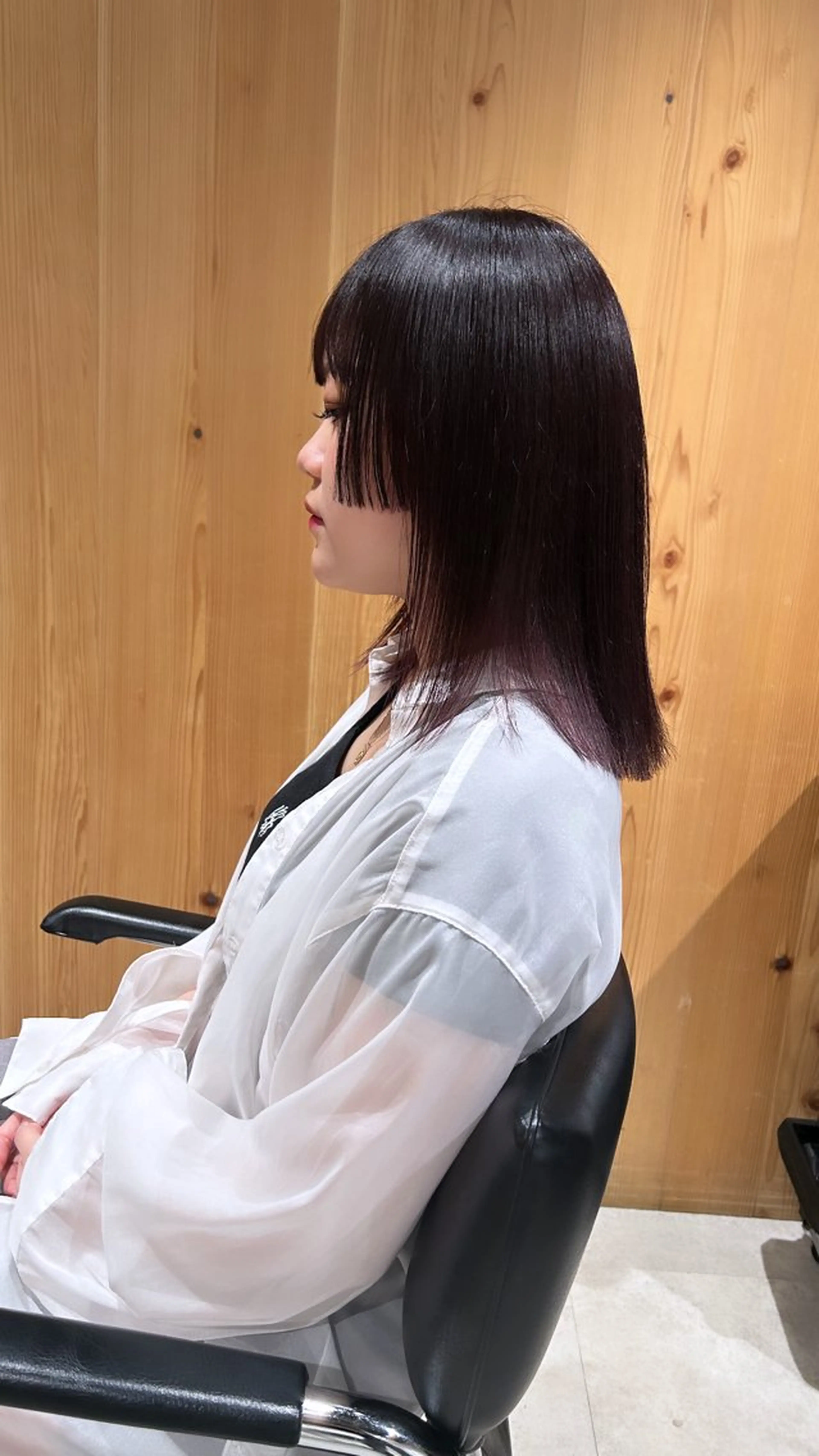 ミディアム カラー ボルドーカラー 姫カット GO TODAY SHAIRE SALON 渋谷モディ所属・スキバサミを使わない カット🌼唯🌼のヘアスタイル