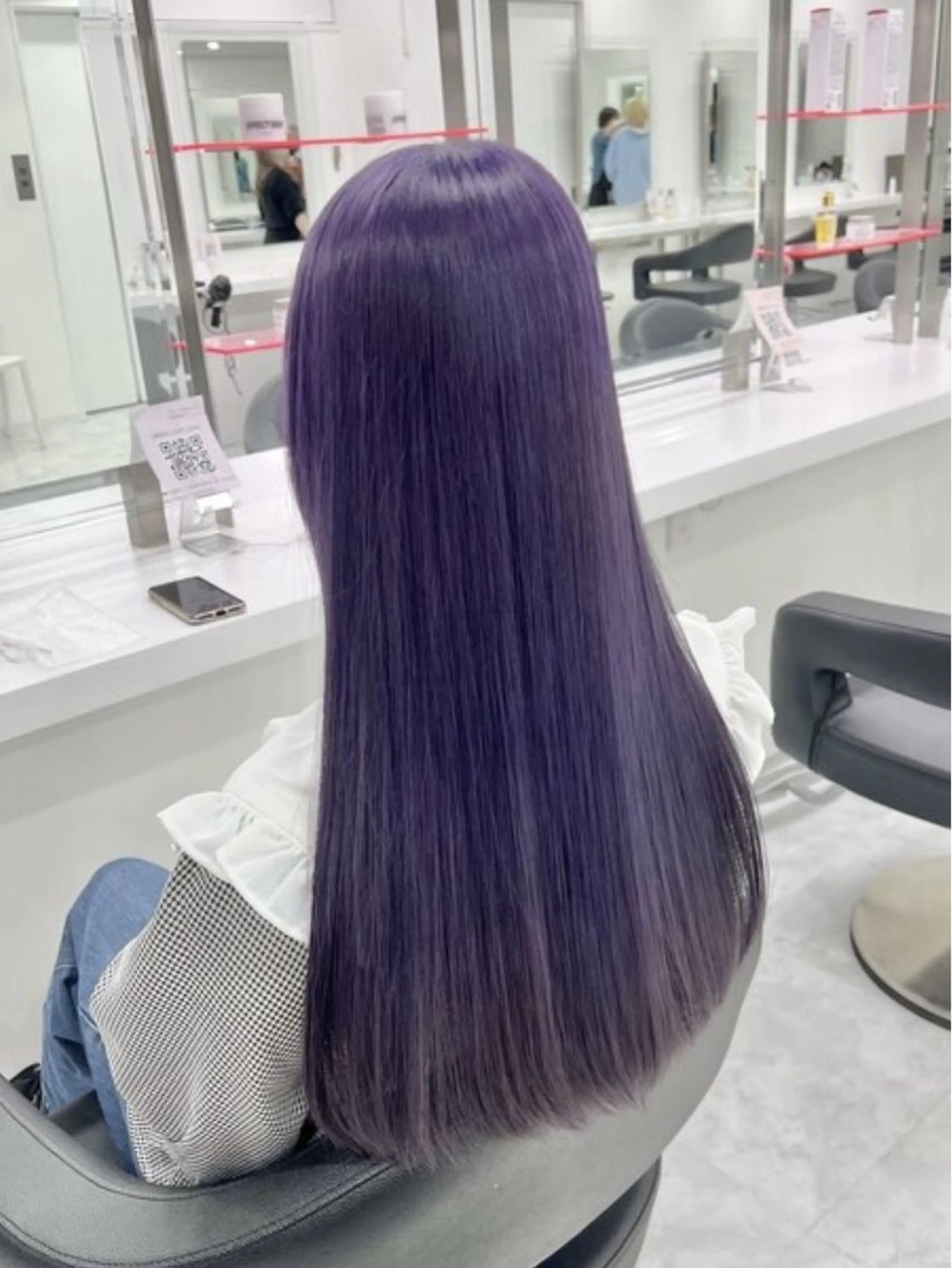 ロング カラー ヘアアレンジ ブリーチ 透明感カラー ラベンダーカラー 学生 韓国風ヘア ヘアカラー トリートメント ヘアセット 🩵ダメージレス艶感 ハイトーン🩷のヘアスタイル
