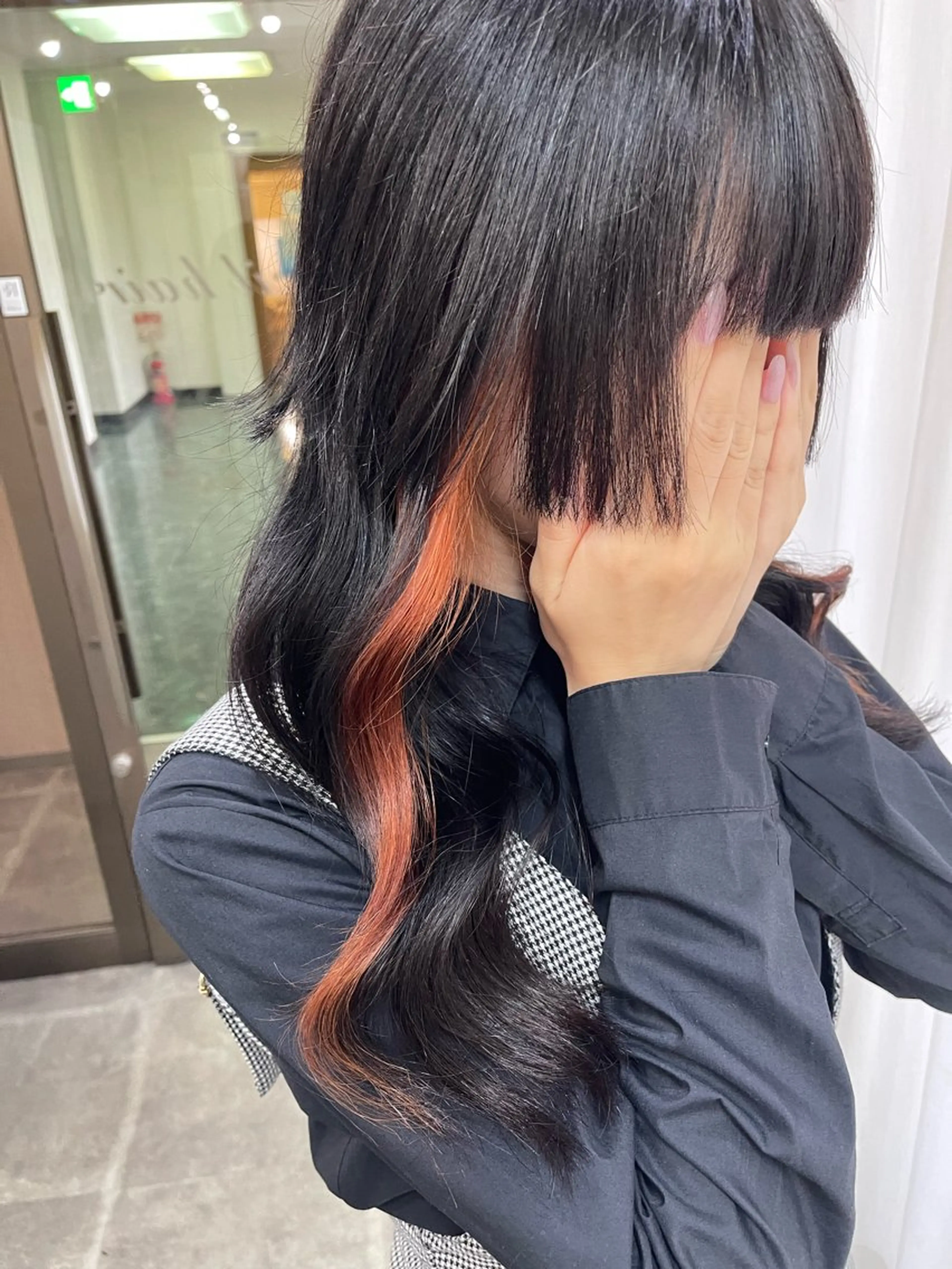 ロング カラー ブリーチ ケアブリーチ デザインカラー ダブルカラー オレンジ ヘアカラー トリートメント SOYON西大寺店所属・ダブルカラー/ 髪質改善💎安藤のヘアスタイル