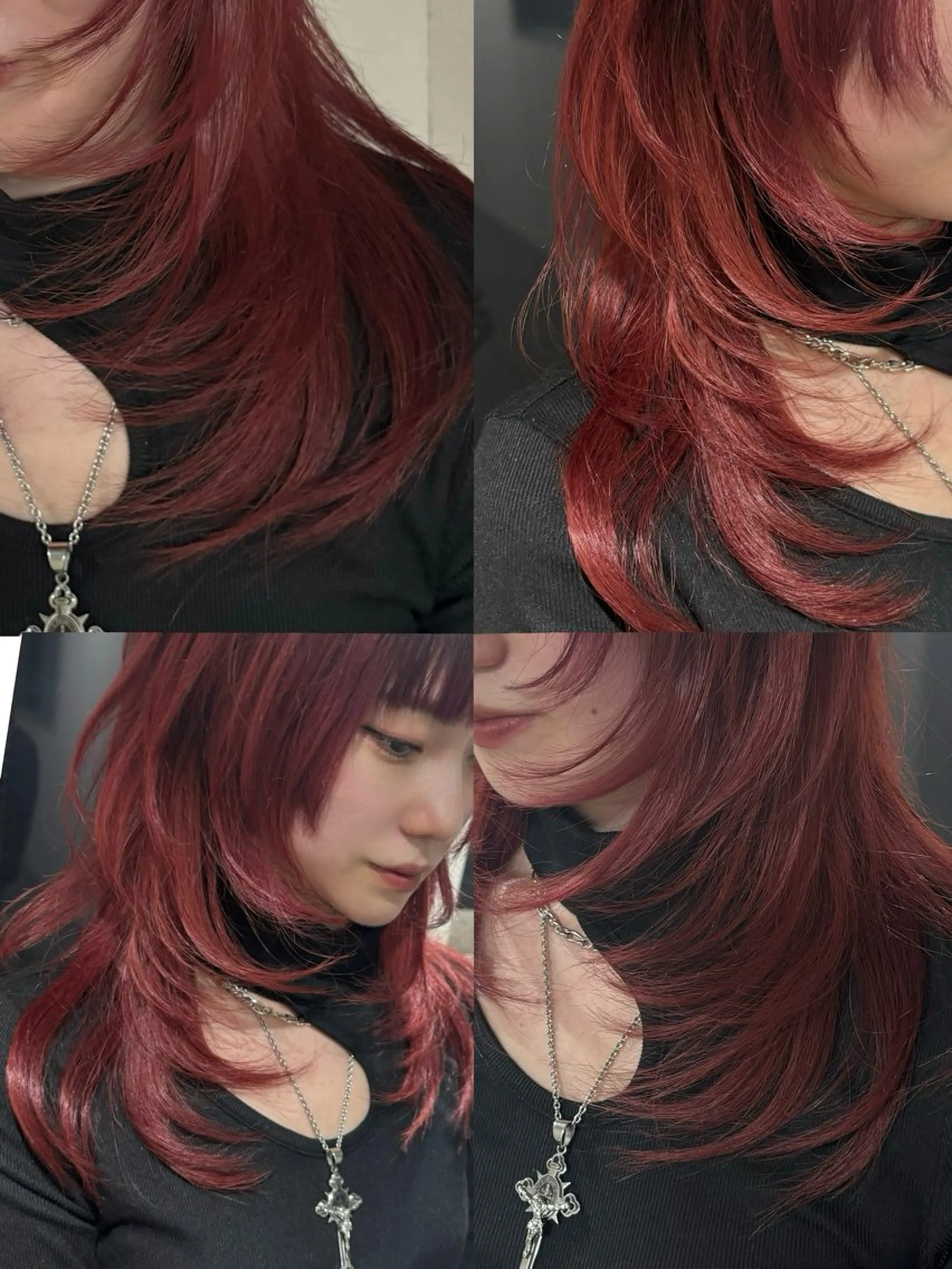 セミロング ハッシュカット レイヤーカット カット ヘアカラー 松井那津子 /ハイライトブリーチのヘアスタイル