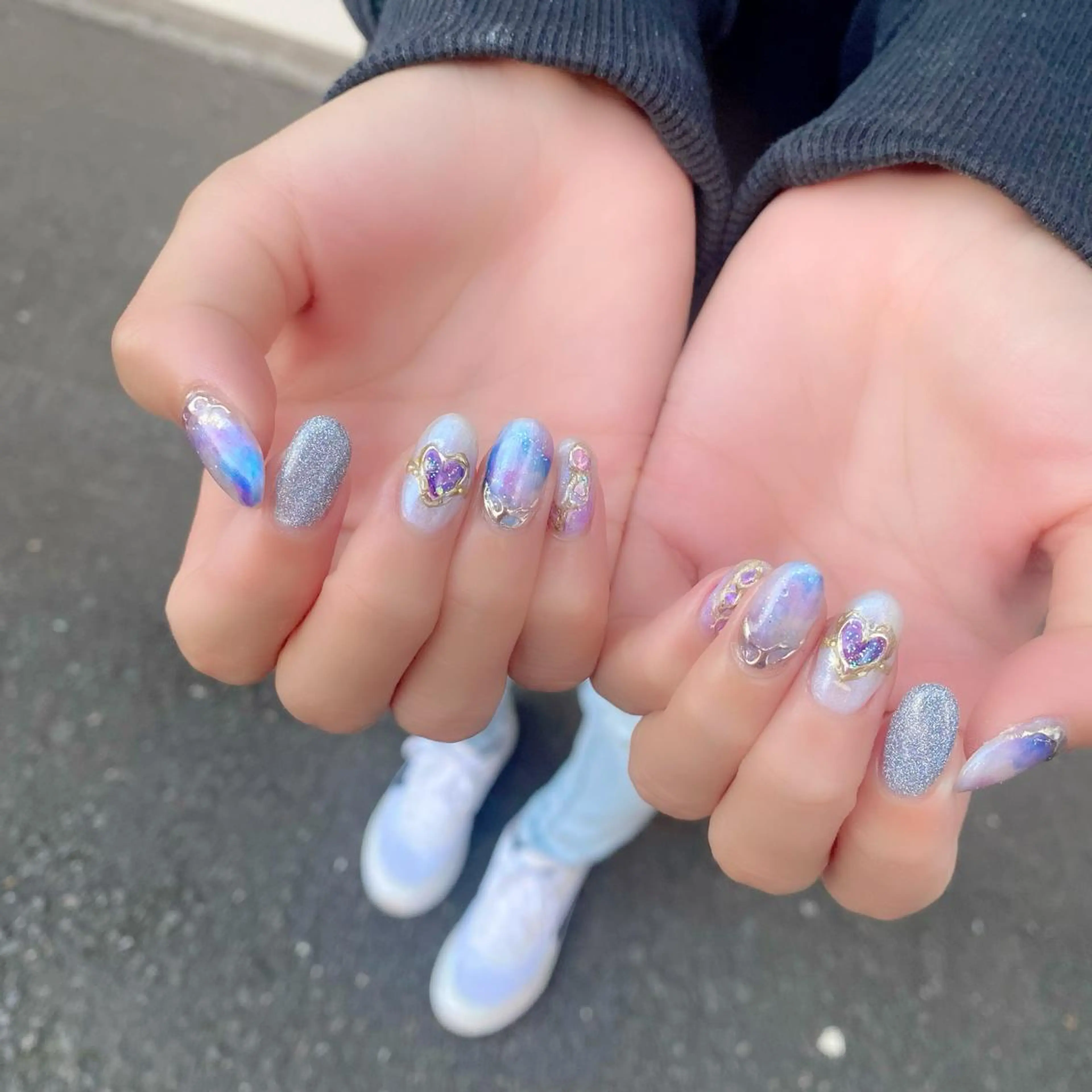 ネイル ハート ニュアンスネイル 冬ネイル ハンドネイル Salon Kのネイルデザイン