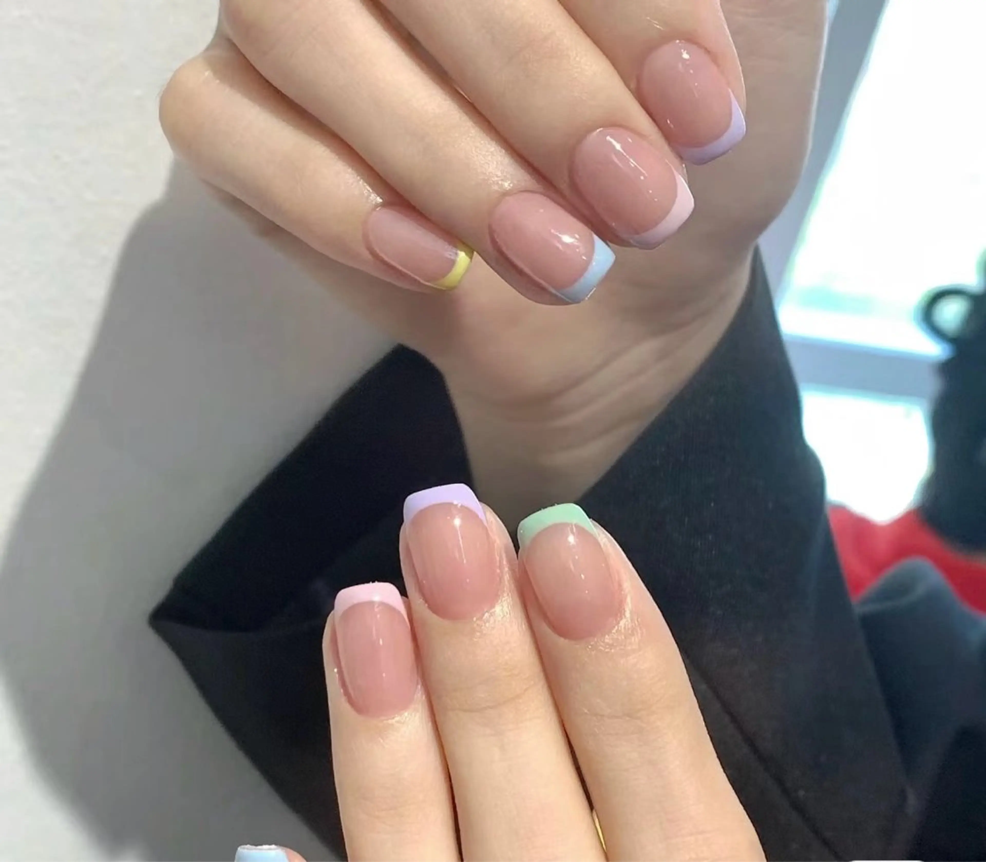 ネイル 長さ出し フットネイル フレンチネイル ジェルネイル ガラスフレンチ ハンドネイル ハンドケア Best Nail池袋東口店のネイルデザイン