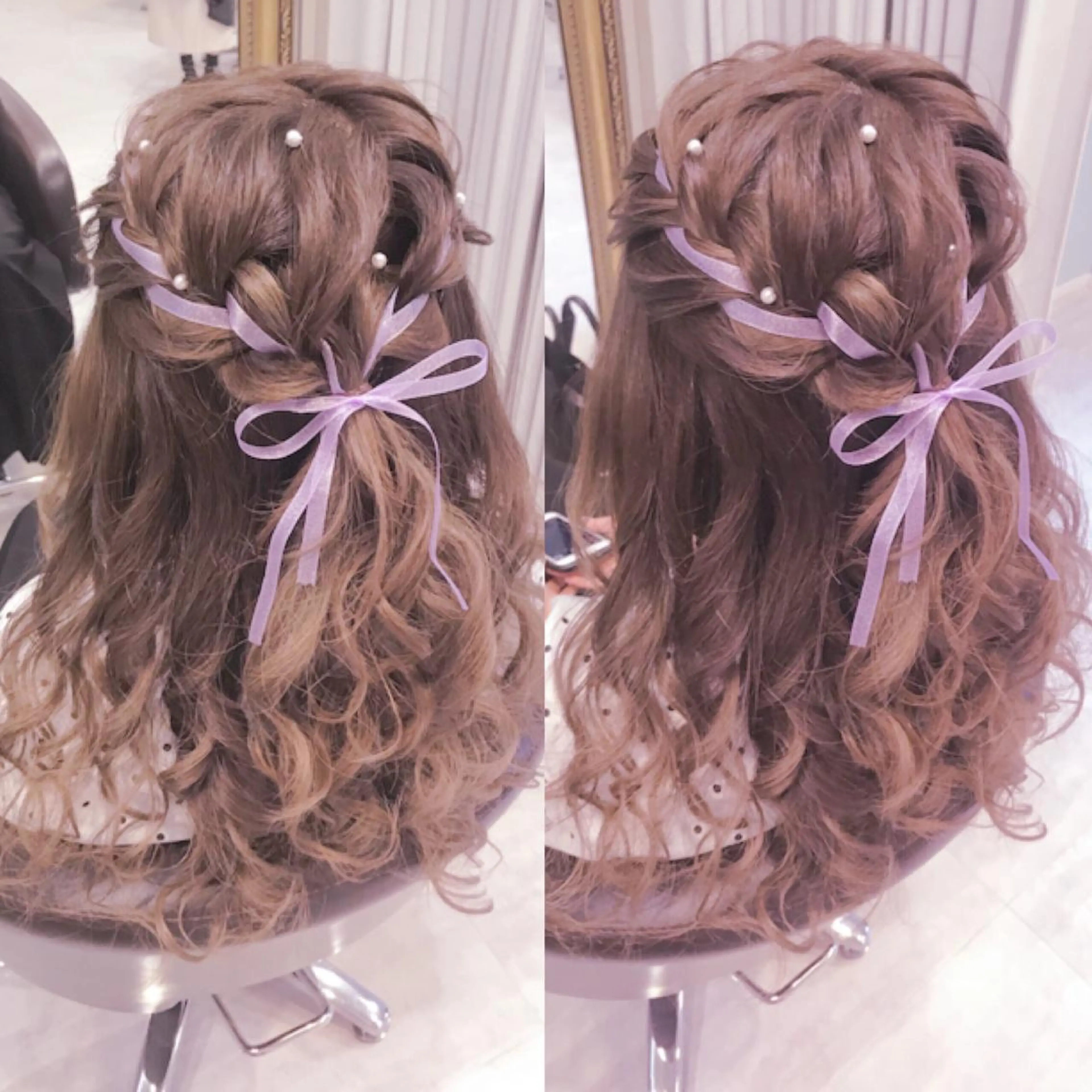 ロング ヘアアレンジ ハーフアップ ヘアセット Aries🫧 missa𓂃🤍のヘアスタイル