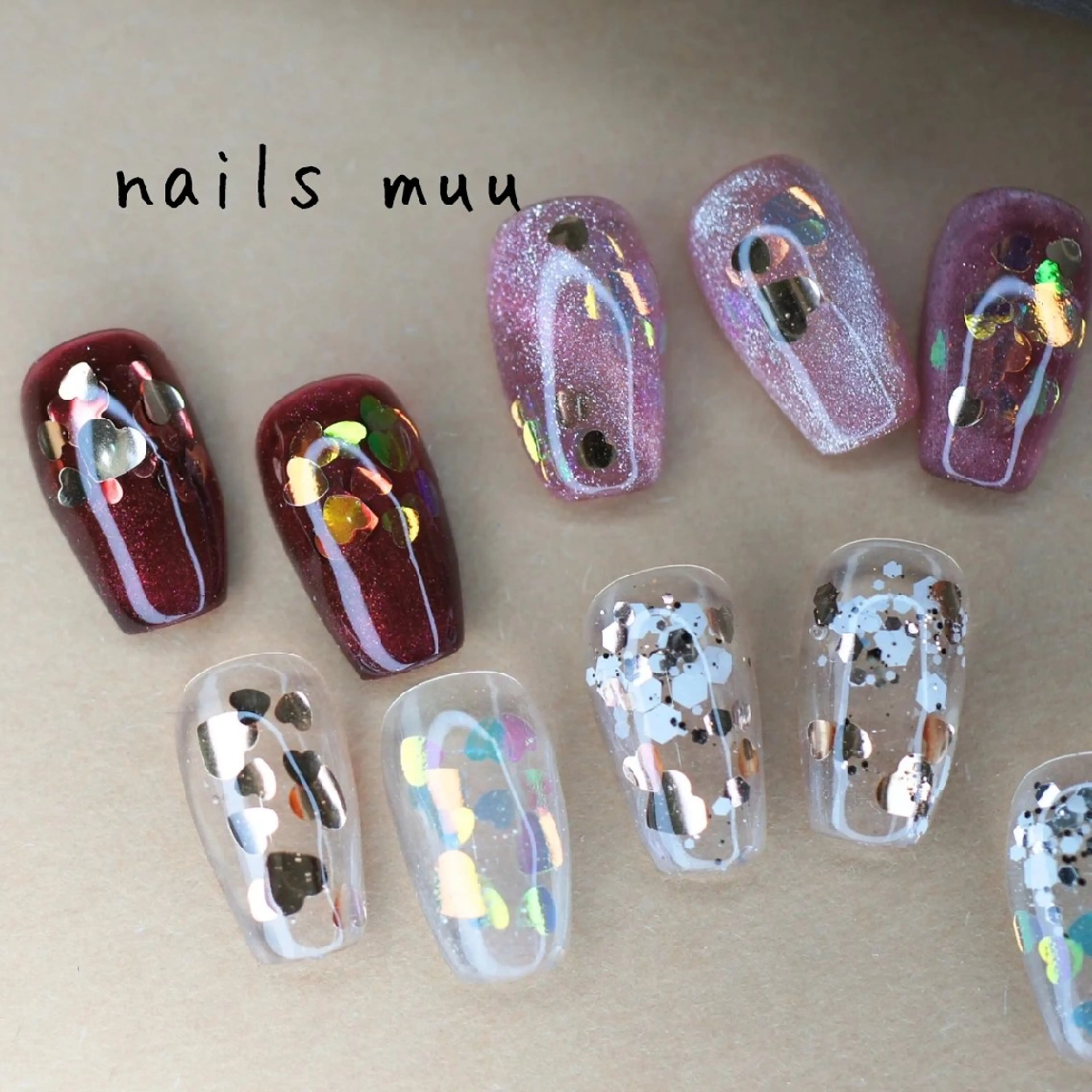 ネイル ハート バレンタイン ハンドネイル nails muu まゆのネイルデザイン