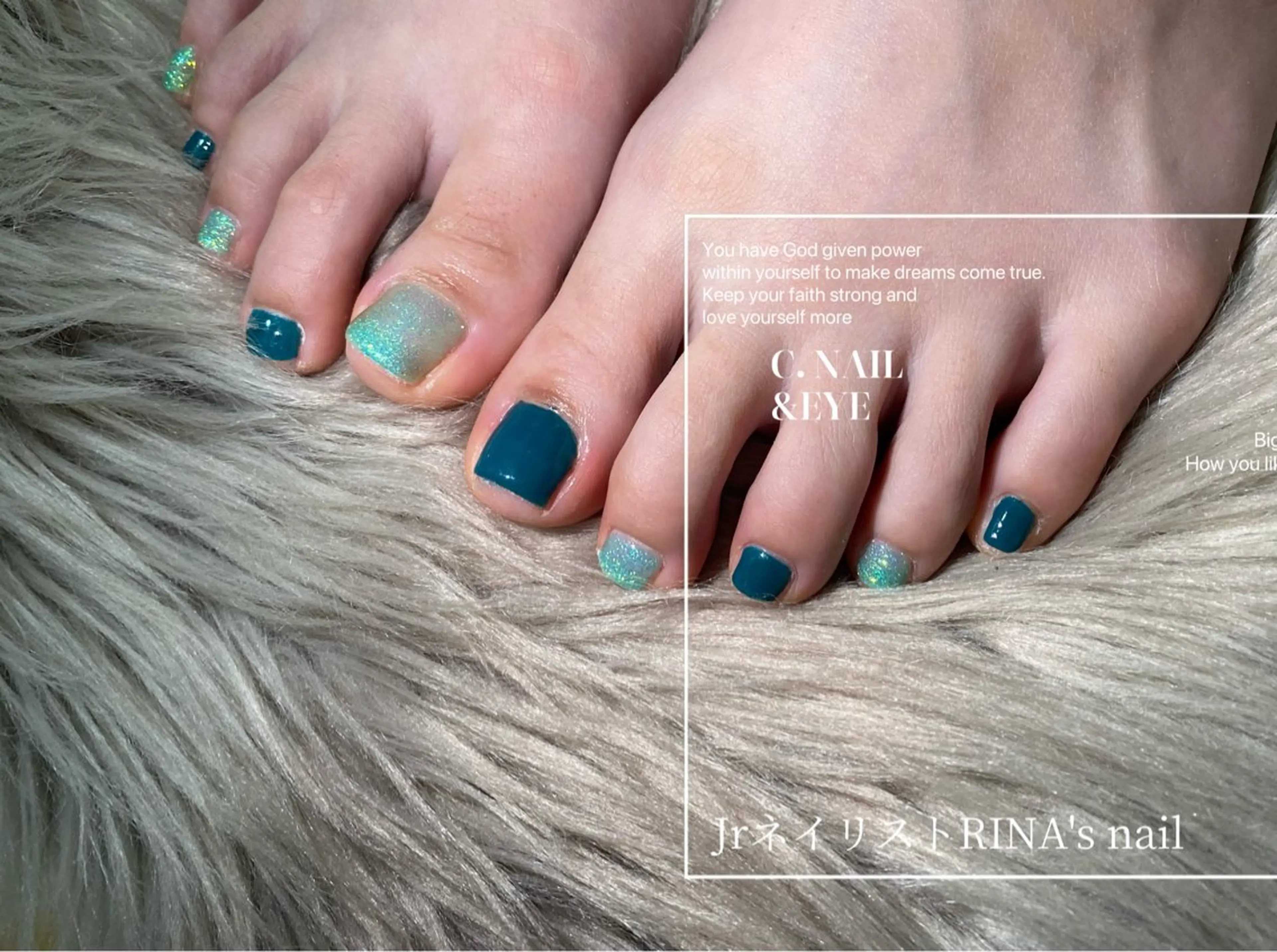 ネイル 入学式 フラッシュネイル フットネイル 卒業式 氷ネイル・うるうるネイル フットネイル C.Nail &Eye筑紫駅のネイルデザイン