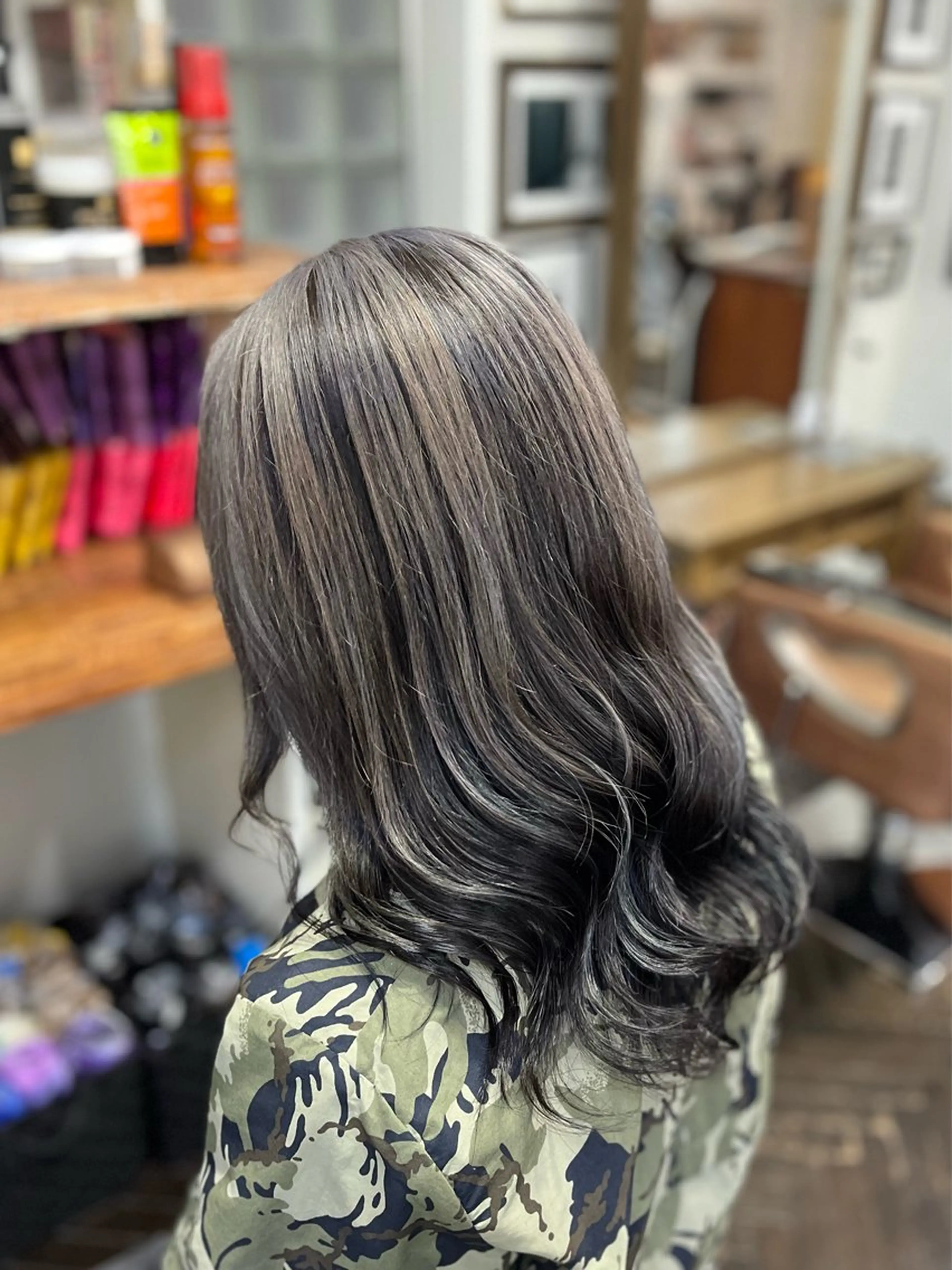 セミロング ヘアカラー デザインカラー/ コーンロウのヘアスタイル