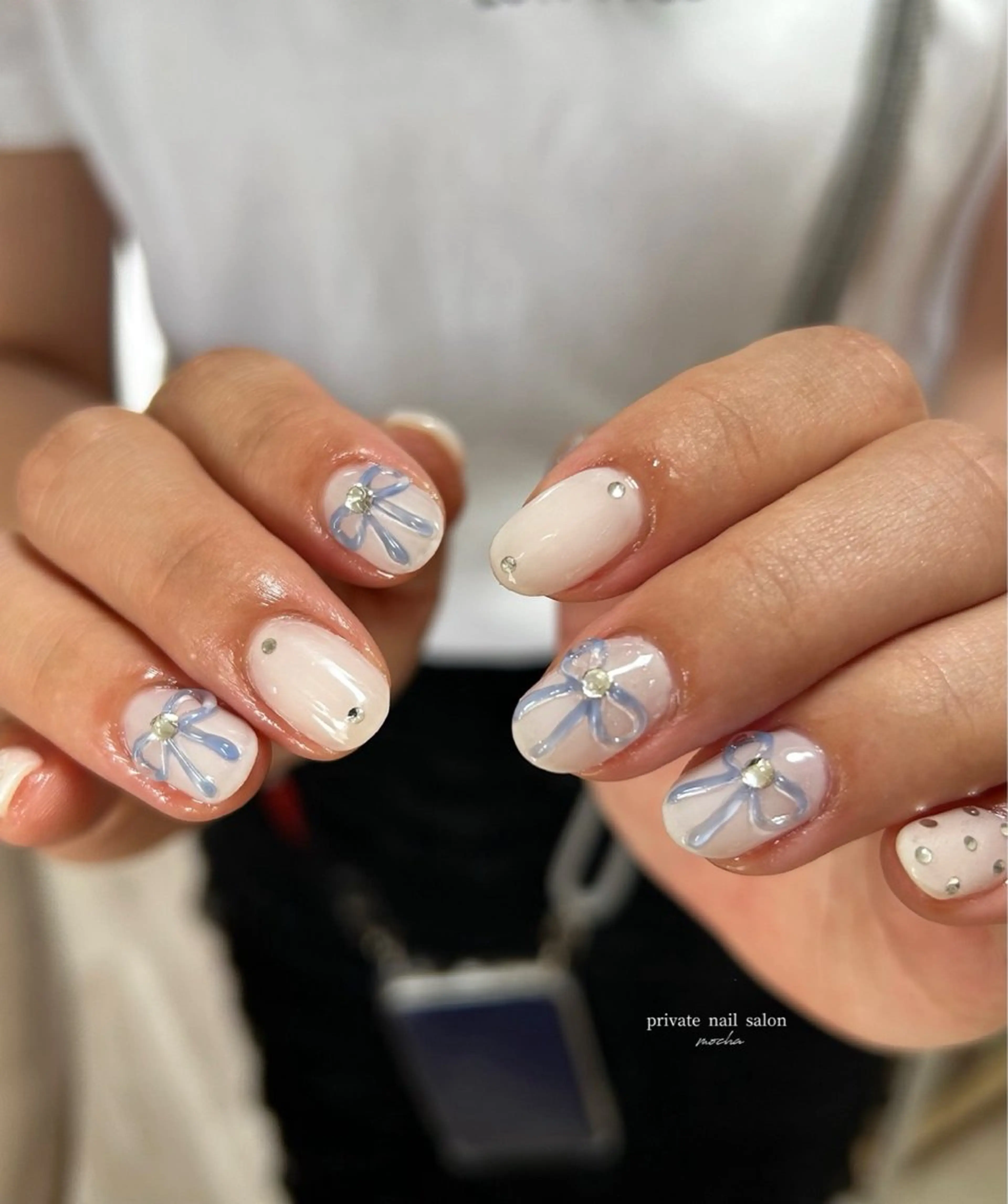 ネイル カジュアル フレンチネイル マグネットネイル ミラーネイル ニュアンスネイル ハンドネイル mocha nailのネイルデザイン