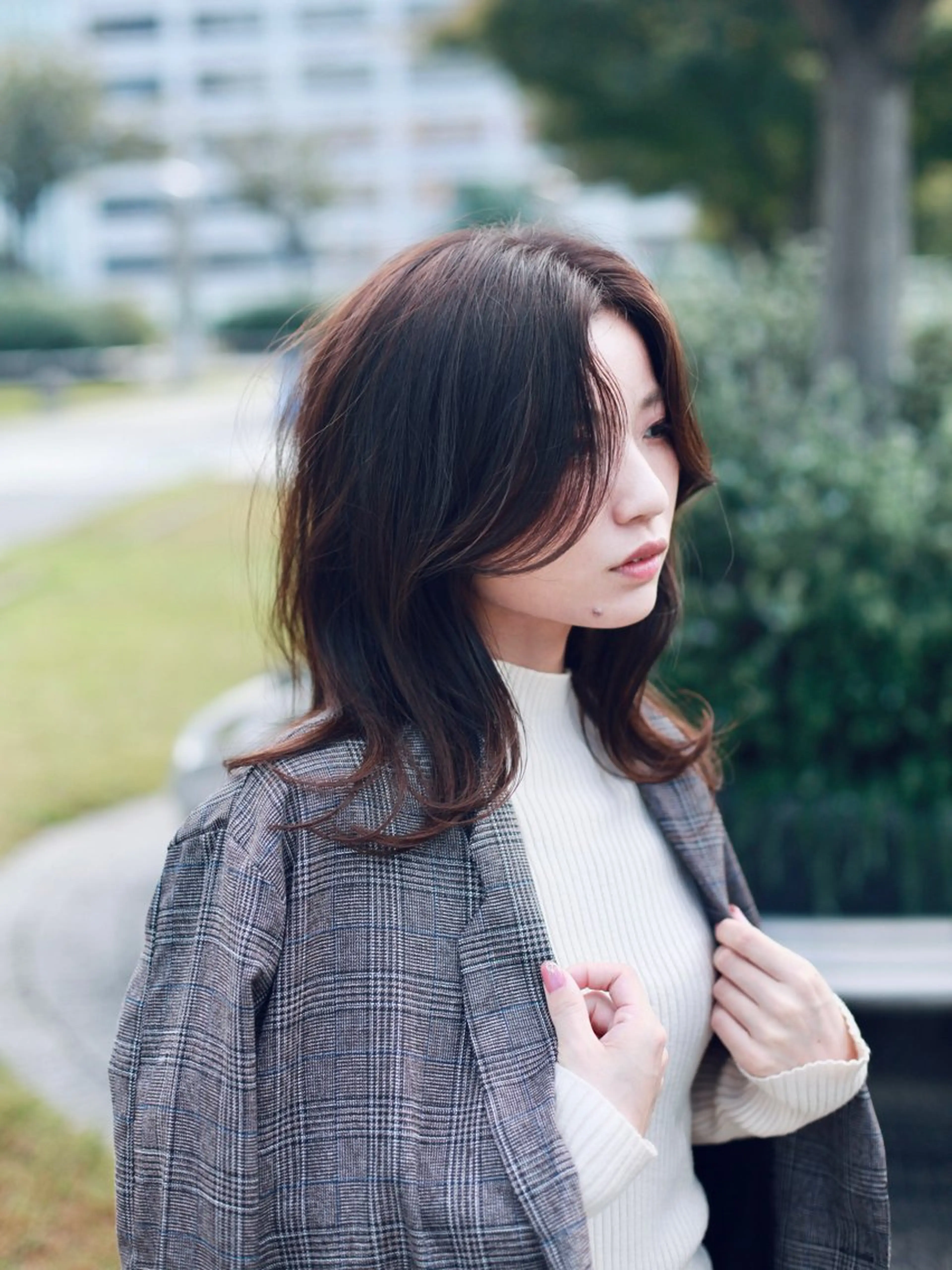 ミディアム カラー グレージュ 小林　遼のヘアスタイル