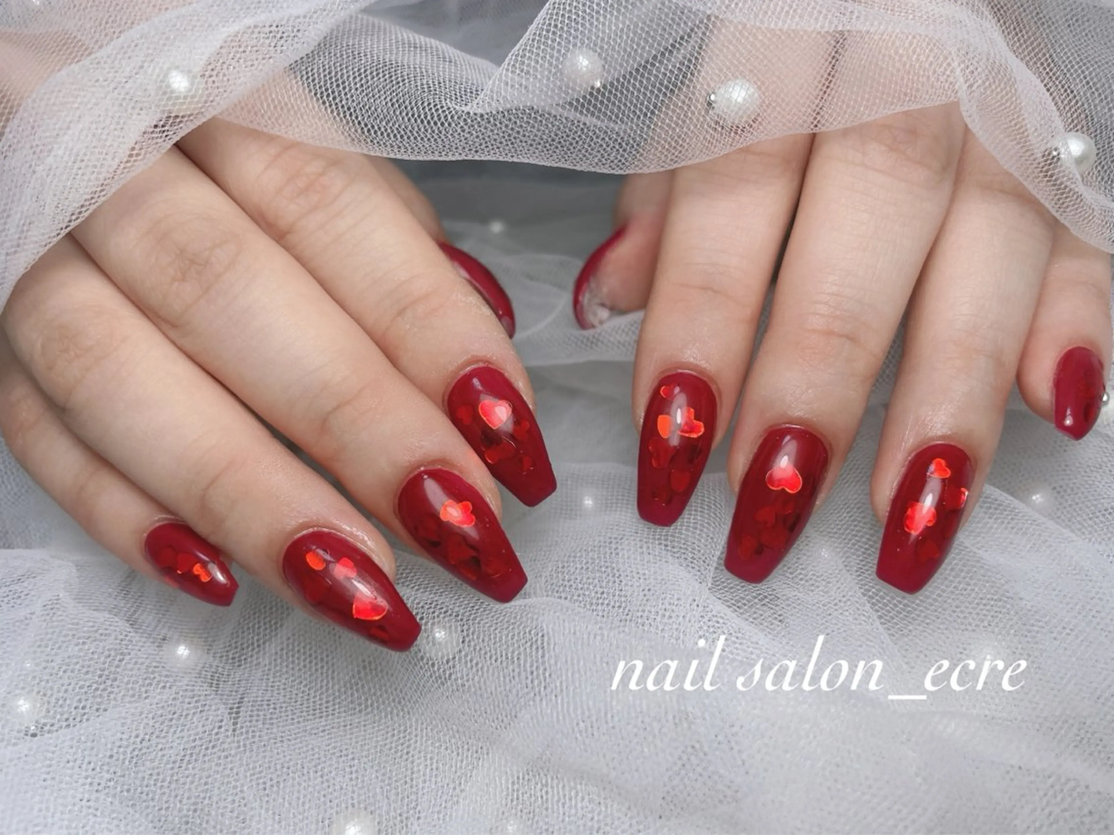 ネイル ハート バレンタイン nail salon _ecre_のネイルデザイン