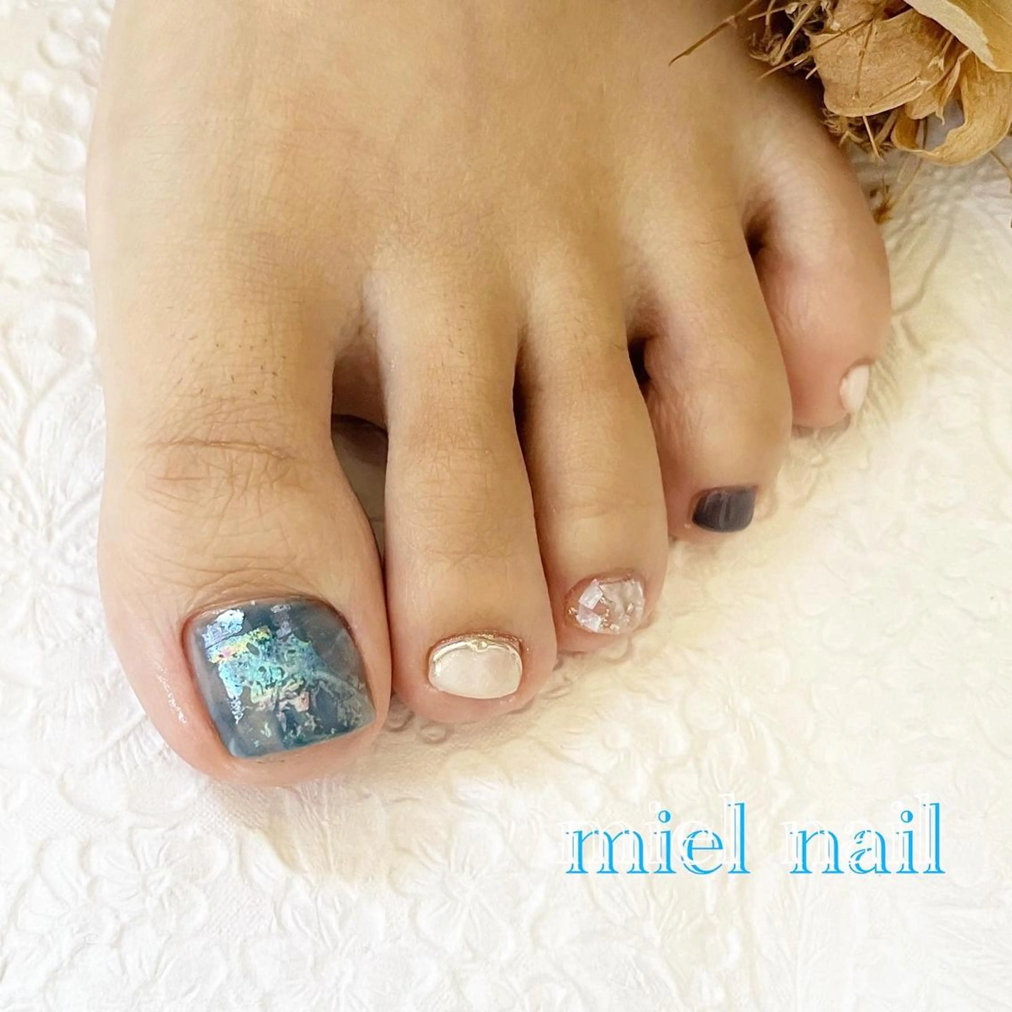 ネイル フットネイル 大理石ネイル(マーブル) フットネイル miel nailのネイルデザイン