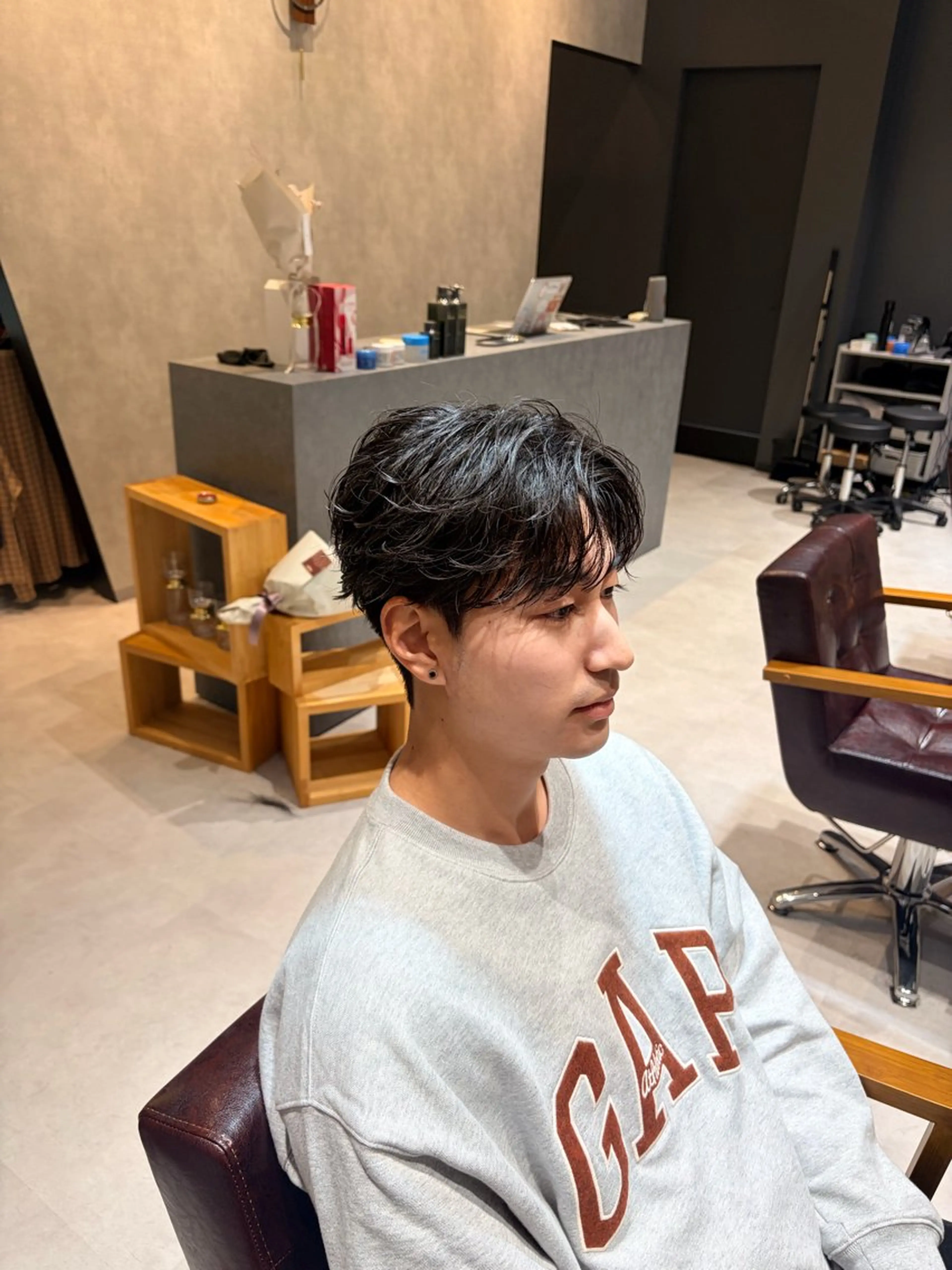 ショート メンズ センターパート メンズパーマ men's salon Loob所属・中嶋 流生のヘアスタイル