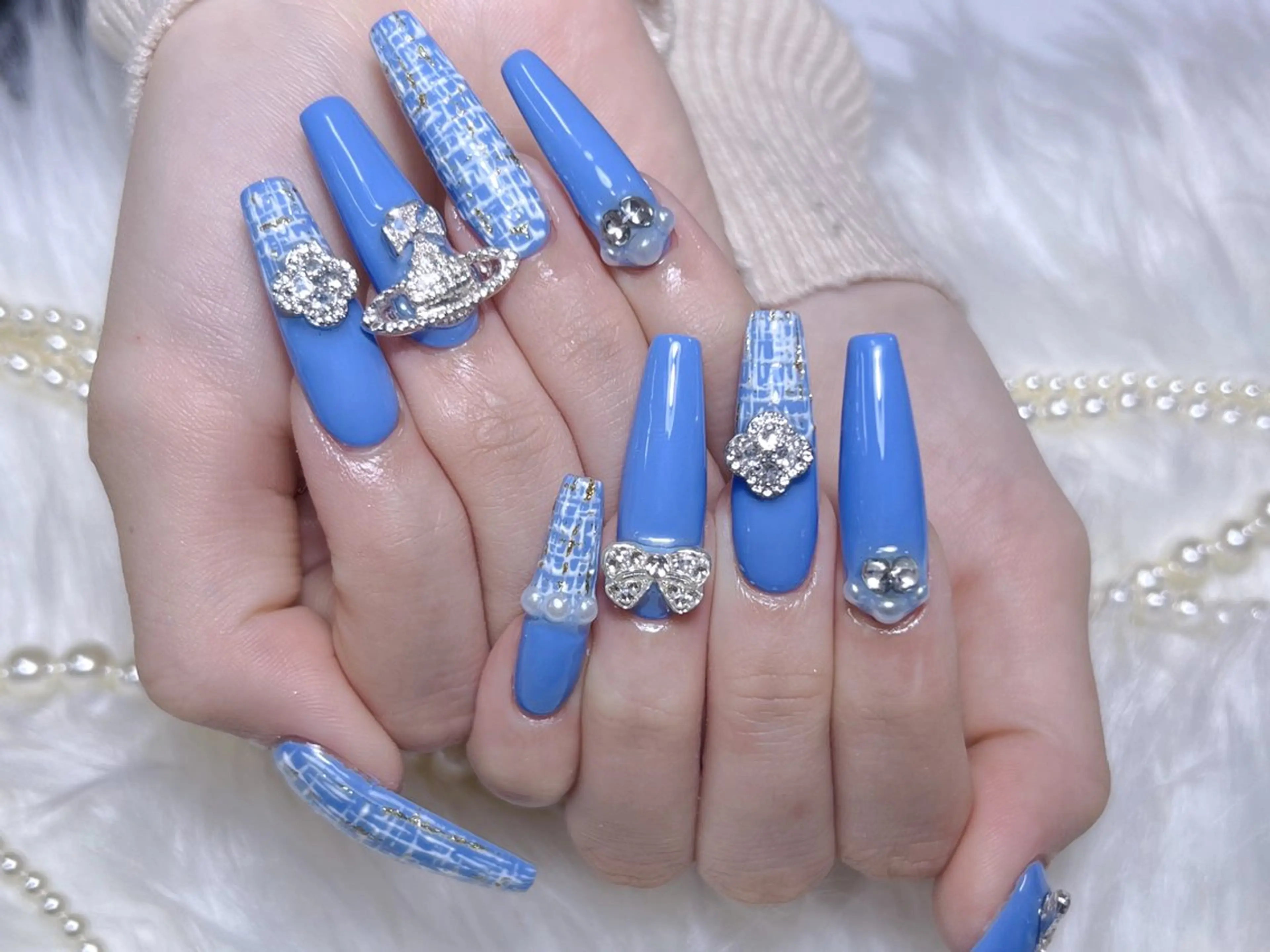 ネイル 長さ出し フレンチネイル ガラスフレンチ キラキラネイル マグネットネイル ハンドネイル Moa nailのネイルデザイン