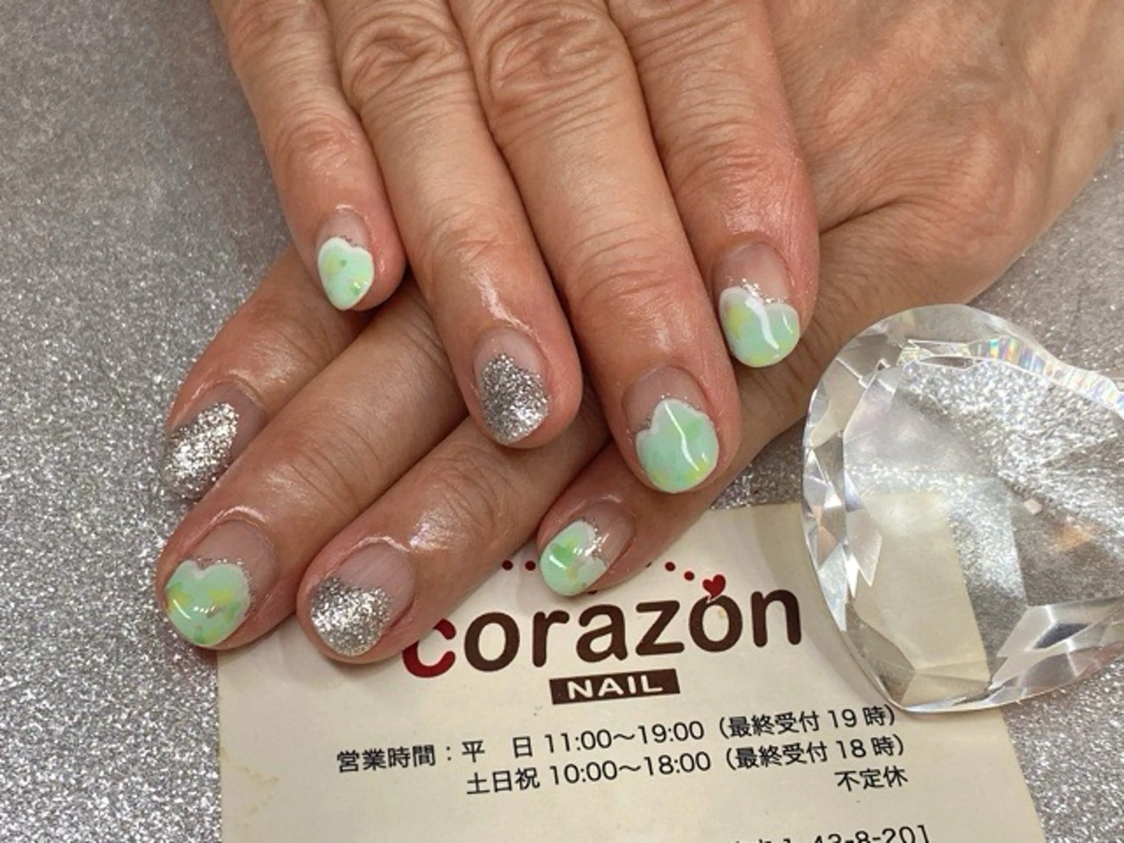 ネイル フレンチネイル グリーン ニュアンスネイル パステルネイル 黄色 corazon所属・ネイリスト aicoのネイルデザイン