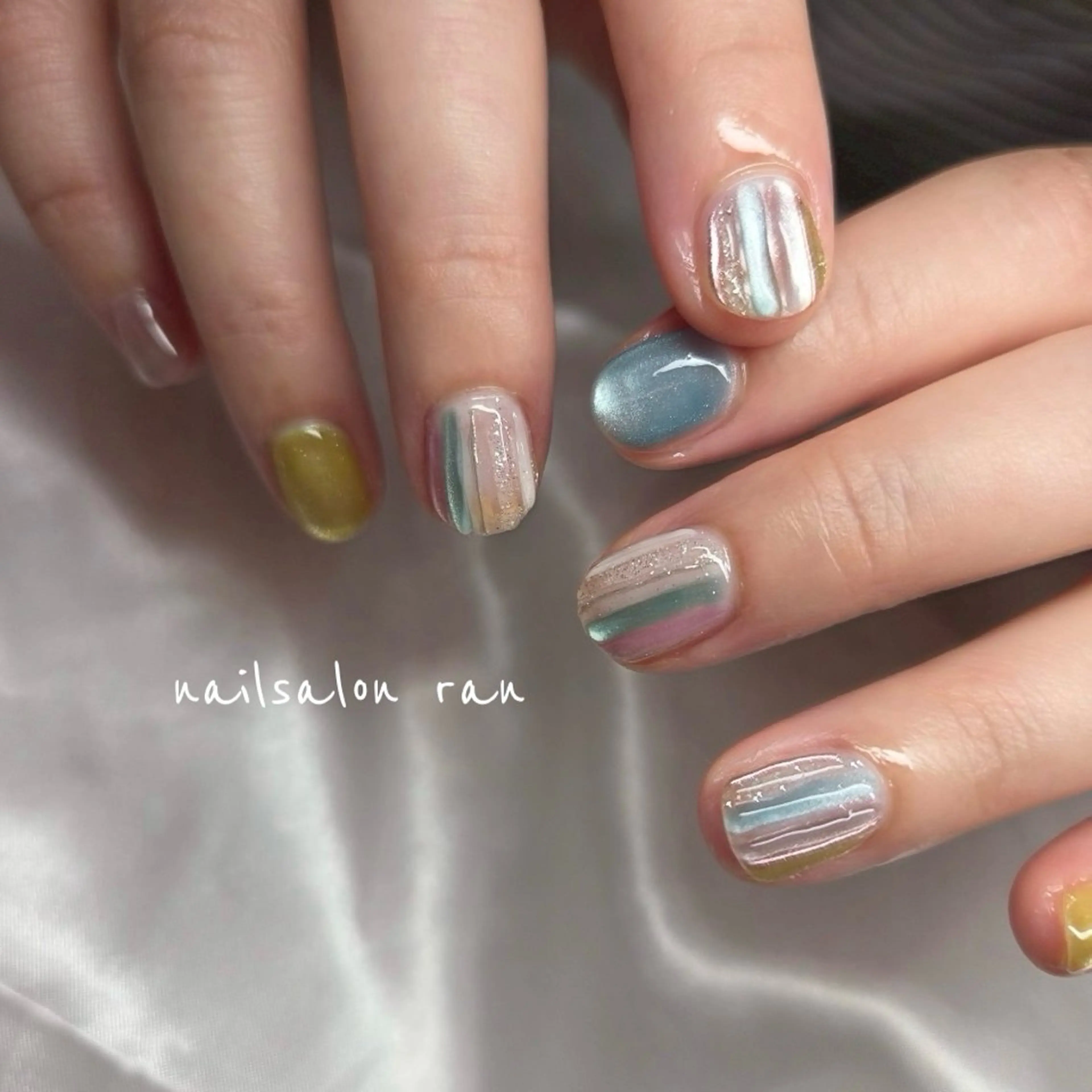 ネイル マグネットネイル ミラーネイル ハンドネイル nailsalon ranのネイルデザイン